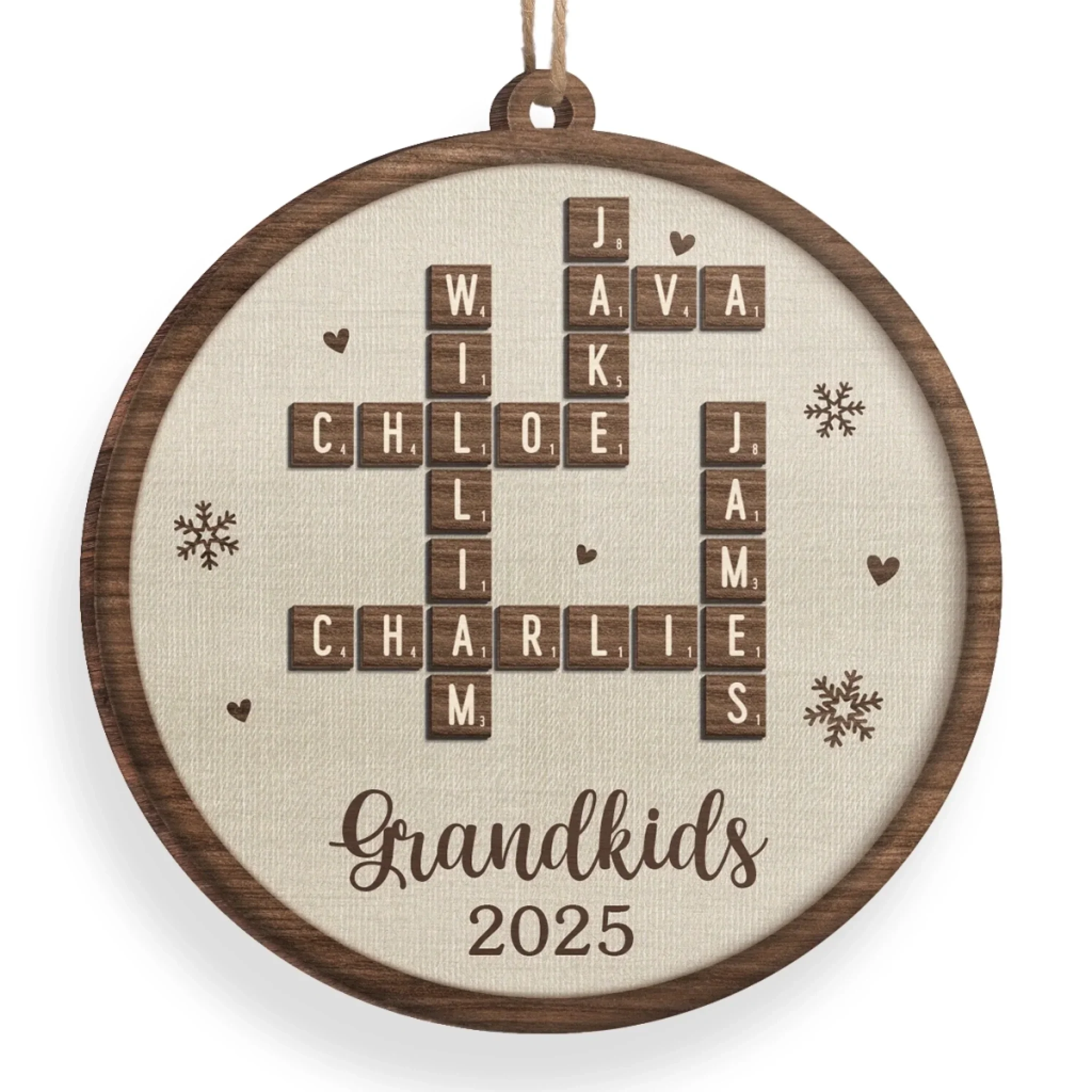 Custom Scrabble Wood Ornament - Personalized Christmas Birthday Gifts For Mom, Dad, Brother, Sister, Kids - Warm Hearts Merry Moments - Image 3