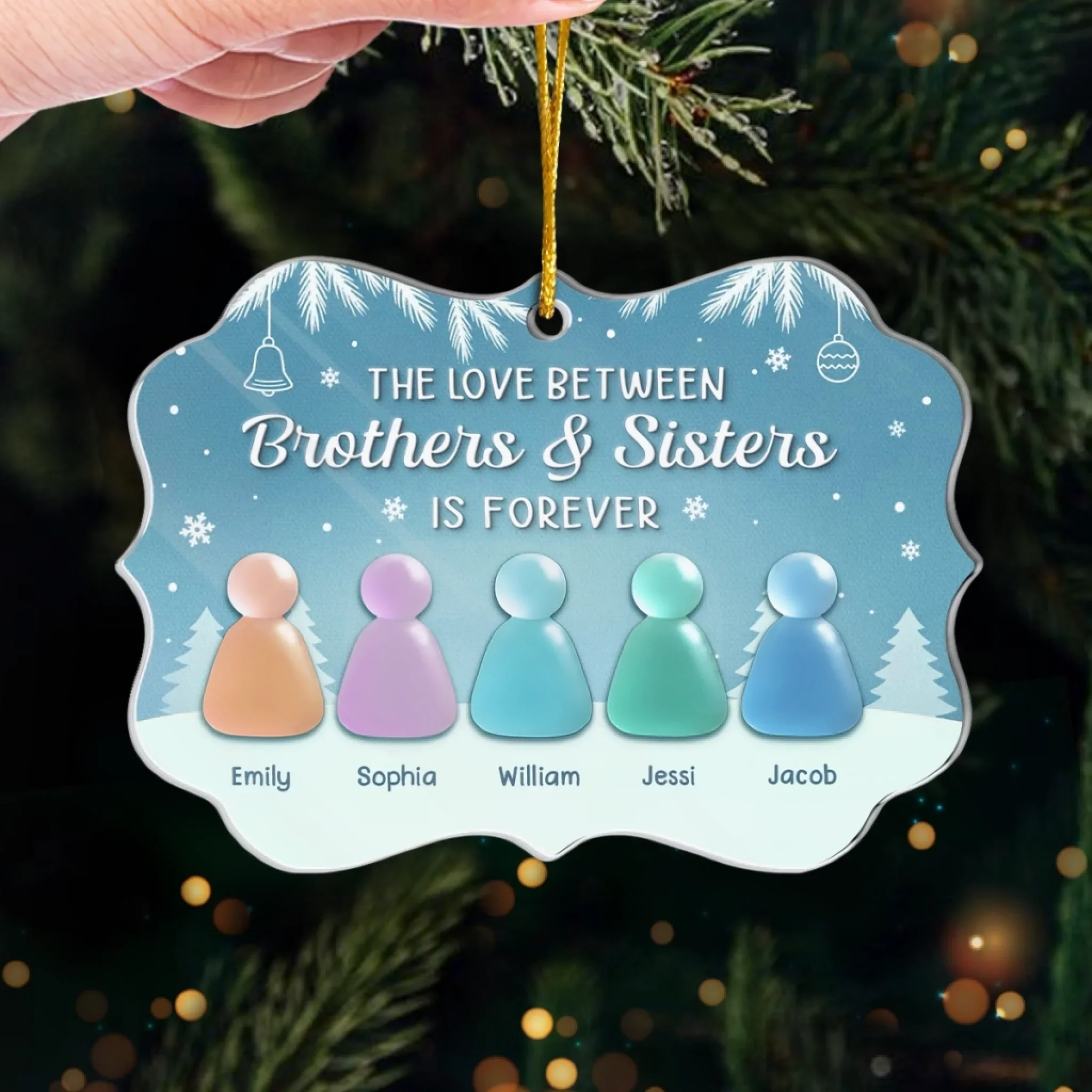 Custom Sea Glass Acrylic Ornament - Personalized Christmas Birthday Gifts For Brother, Sister - Waves Of Love - Image 4
