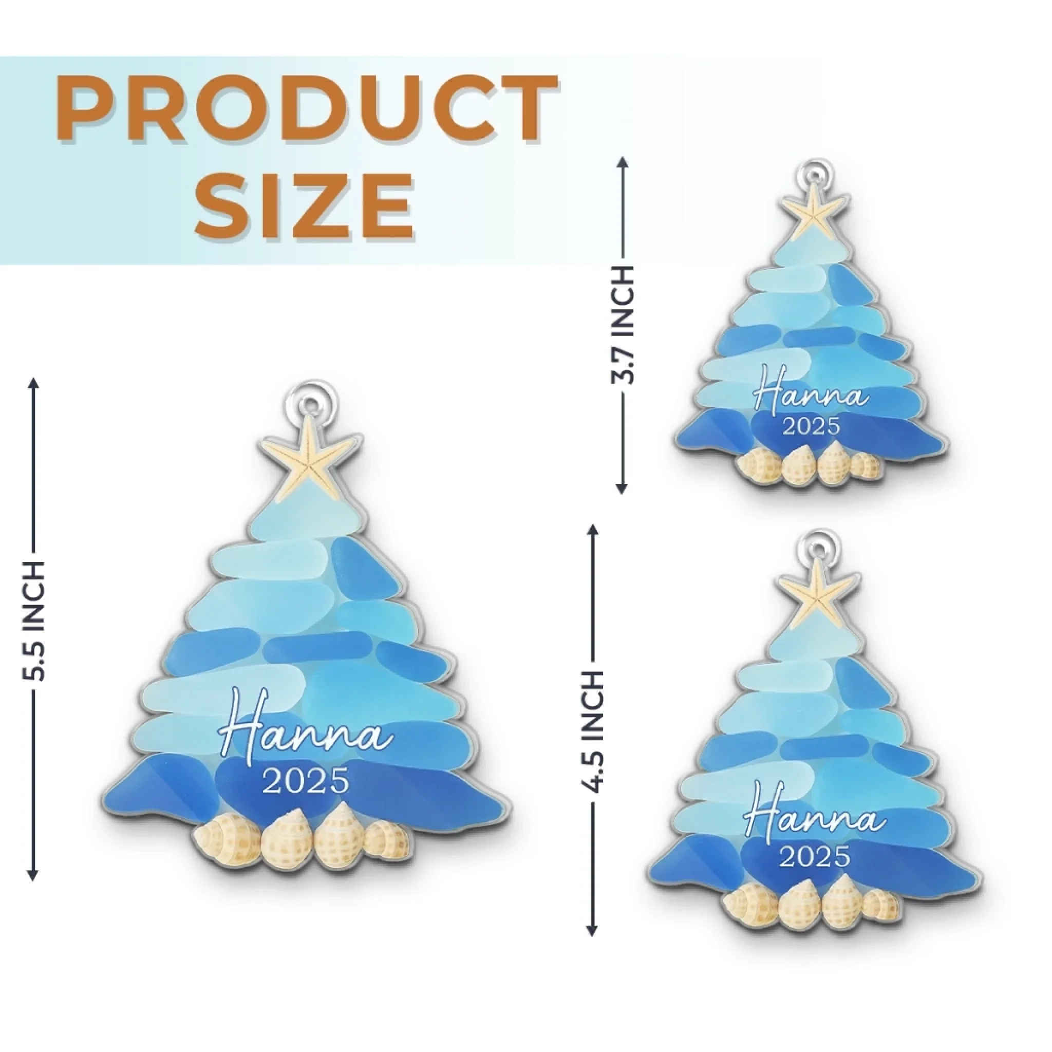 Custom Sea Glass Acrylic Ornament - Personalized Personalized Christmas Birthday Gifts For Mom, Dad, Brother, Sister, Kids, Beach Lovers - Waves Of Holiday Joy - Image 7