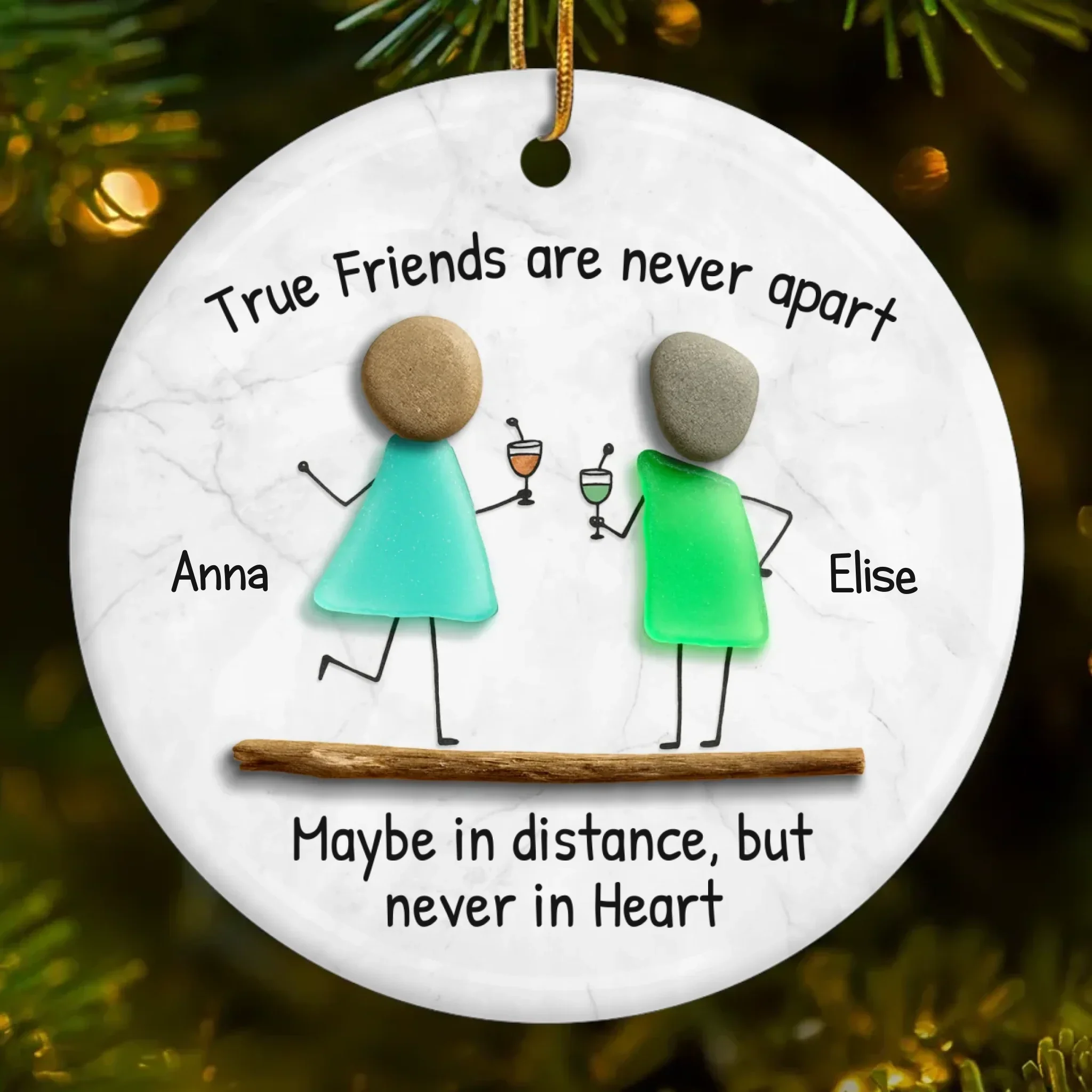 Custom Sea Glass Ceramic Ornament - Personalized Best Friend Birthday Gifts For Women, Besties, Sisters, BFF - Laugh Louder With You - Image 2