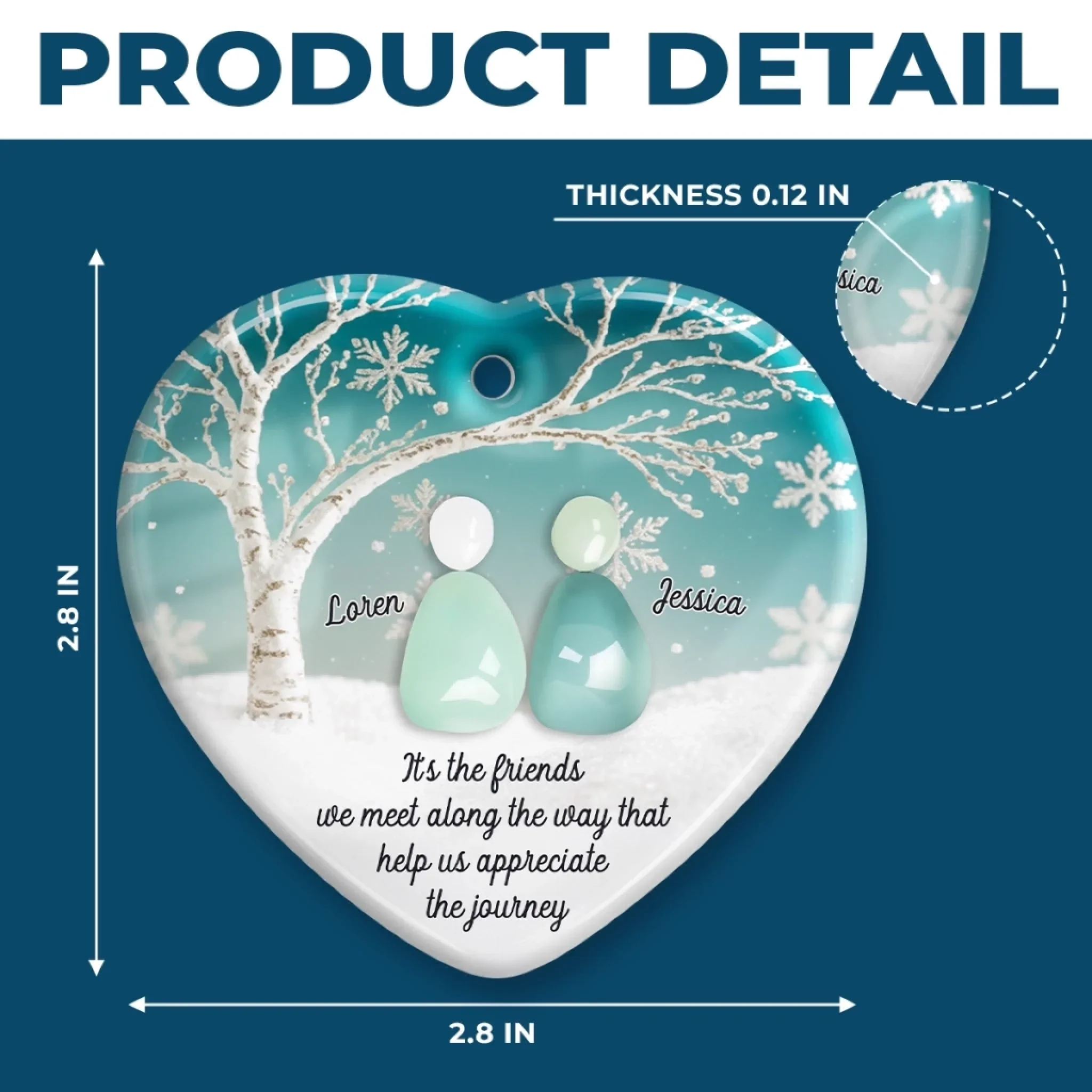 Custom Sea Glass Ceramic Ornament - Personalized Best Friend Christmas Birthday Gifts For Women, Besties, Sisters, BFF, Beach Lovers - Tides Brought Us Together - Image 6