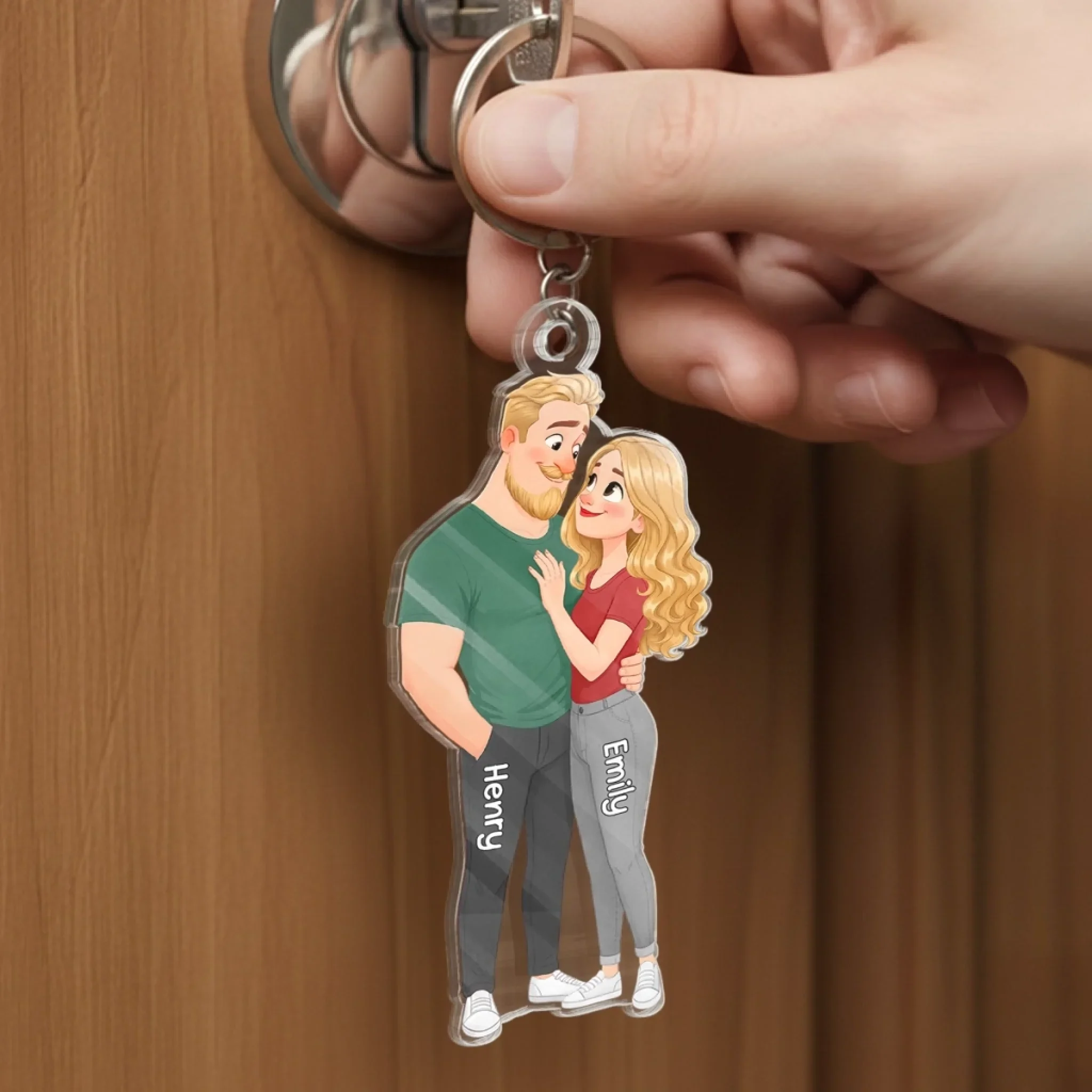Custom Shaped Acrylic Keychain - Personalized Anniversary Wedding Gifts For Husband And Wife, Him And Her - Side By Side Forever - Image 3
