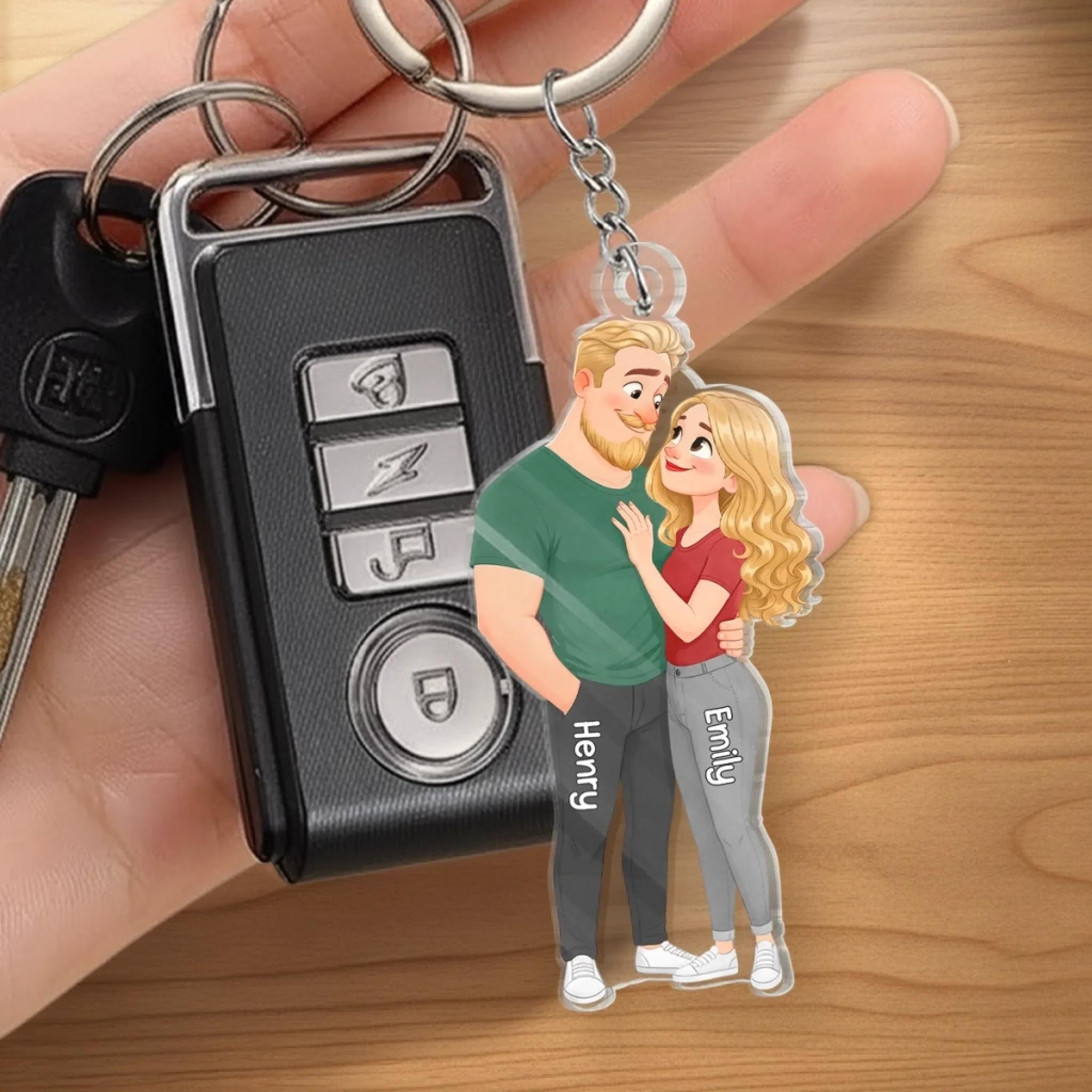 Custom Shaped Acrylic Keychain - Personalized Anniversary Wedding Gifts For Husband And Wife, Him And Her - Side By Side Forever - Image 4