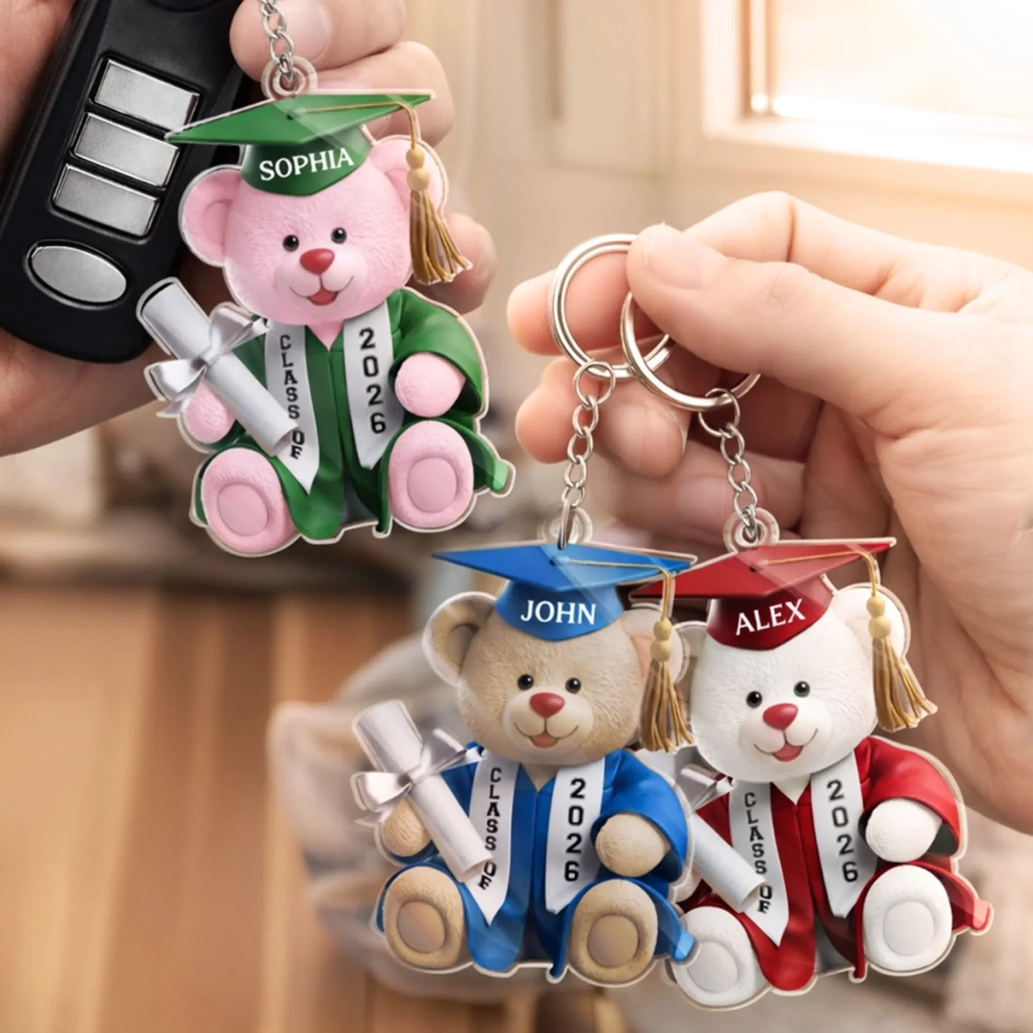 Custom Shaped Acrylic Keychain - Personalized Graduation Gifts For Him, Her - Pawsitively Proud Graduate - Image 2