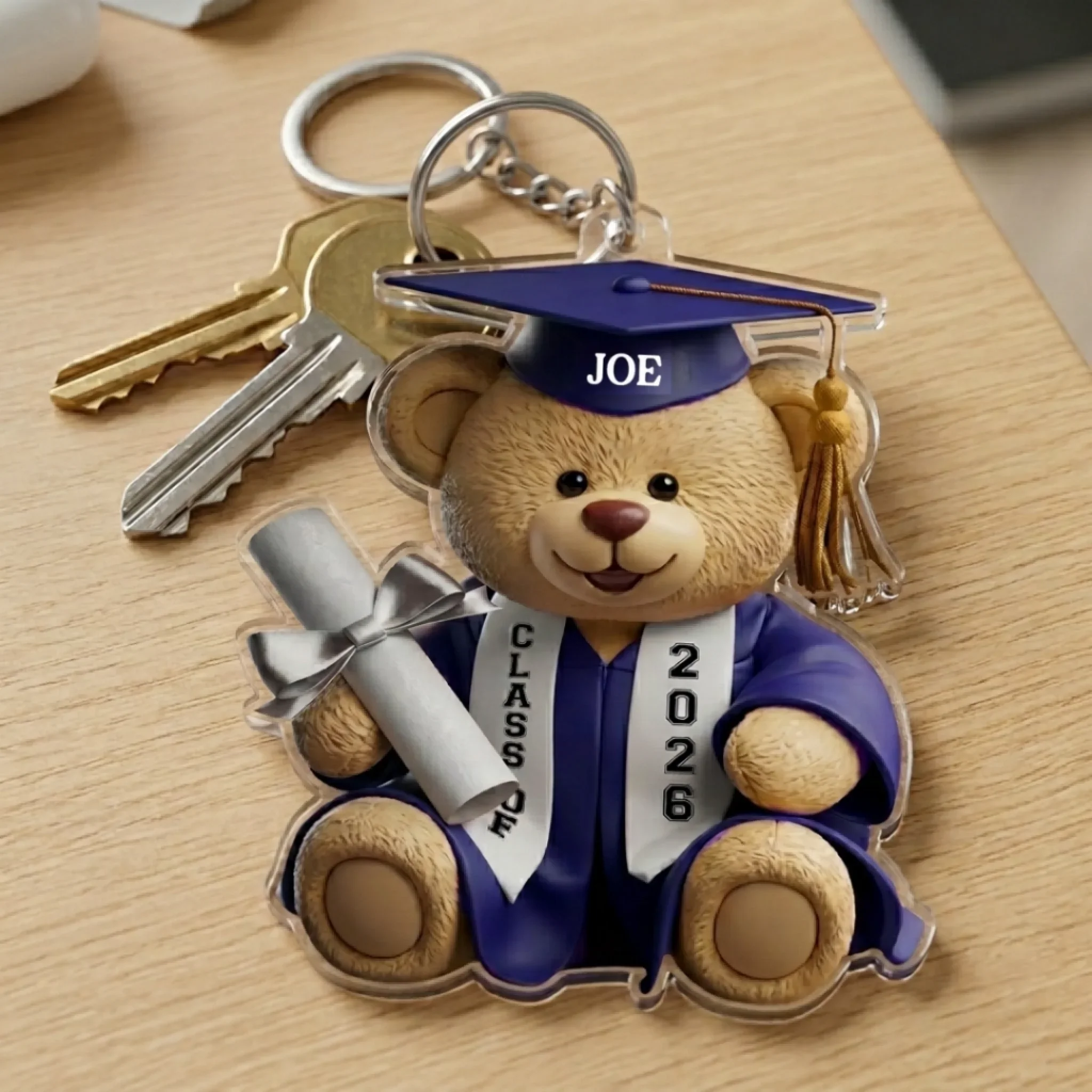 Custom Shaped Acrylic Keychain - Personalized Graduation Gifts For Him, Her - Pawsitively Proud Graduate - Image 7