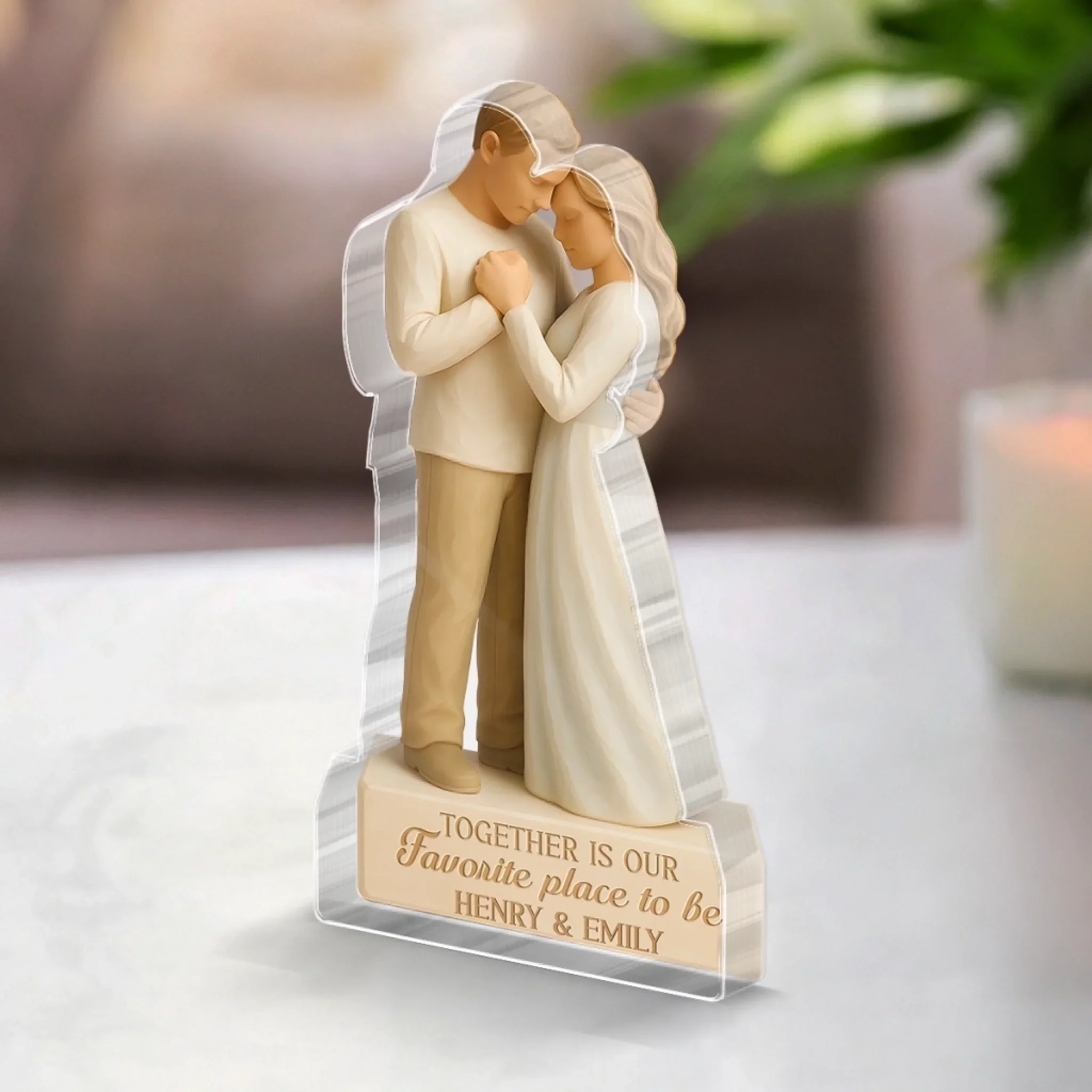 Custom Shaped Acrylic Plaque - Personalized Anniversary Wedding Gifts For Husband And Wife, Him And Her - Our Story, Our Happy Place - Image 4