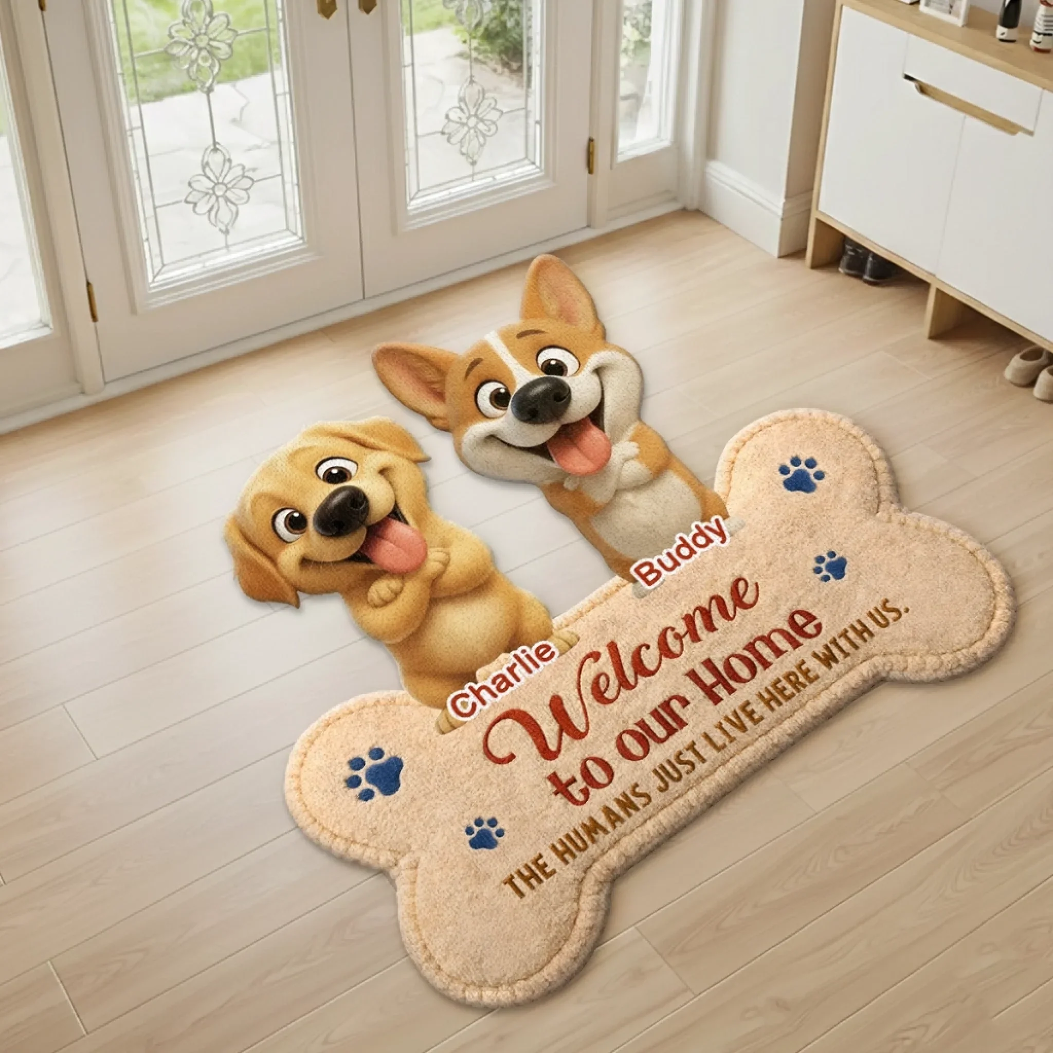 Custom Shaped Doormat - Personalized Birthday Gifts For Dog Lovers, Dog Dad And Mom - Beware Of Dog Kisses - Image 3