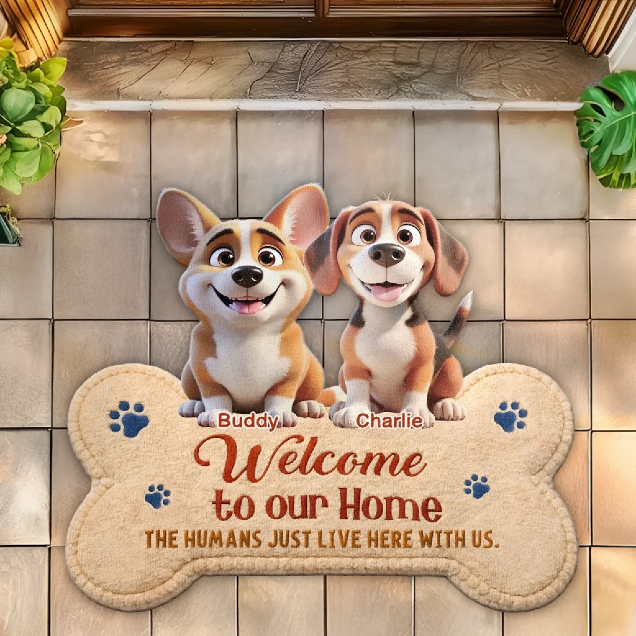Custom Shaped Doormat - Personalized Birthday Gifts For Dog Lovers, Dog Dad And Mom - Welcome To Our Pawfect Home