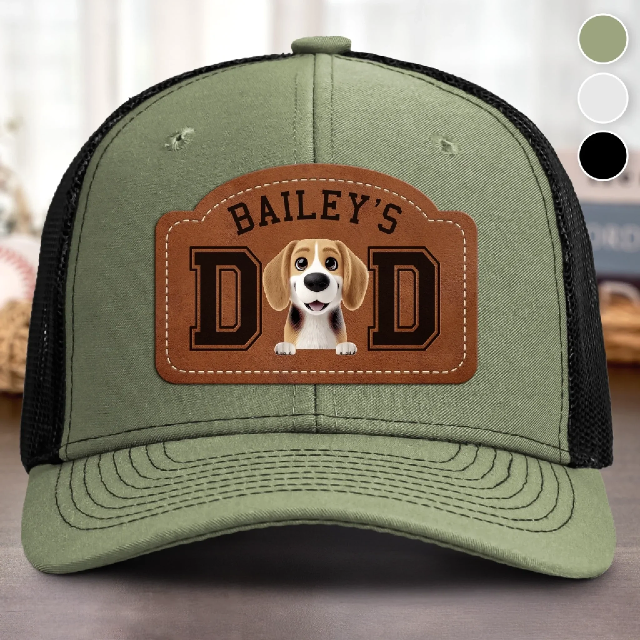 Custom Shaped Leather Patch Hat - Personalized Birthday Gifts For Dog Lovers, Dog Dad And Mom - Best Dog Dad Ever
