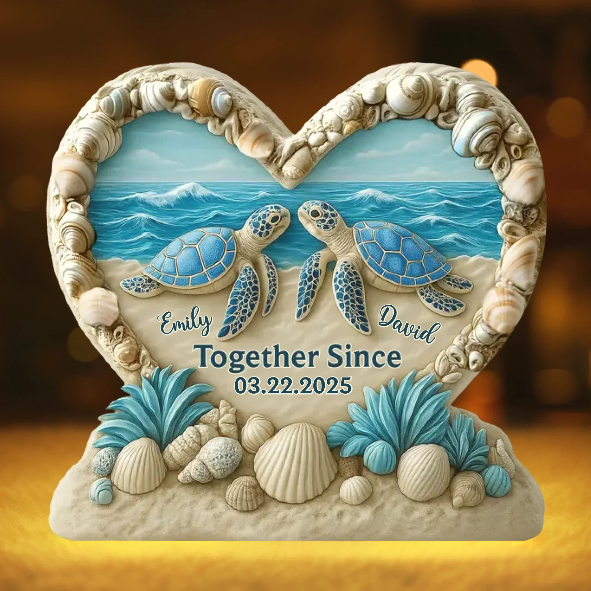 Custom Shaped Light Box - Personalized Anniversary Wedding Gifts For Husband And Wife, Him And Her - Turtley In Love With You - Image 2