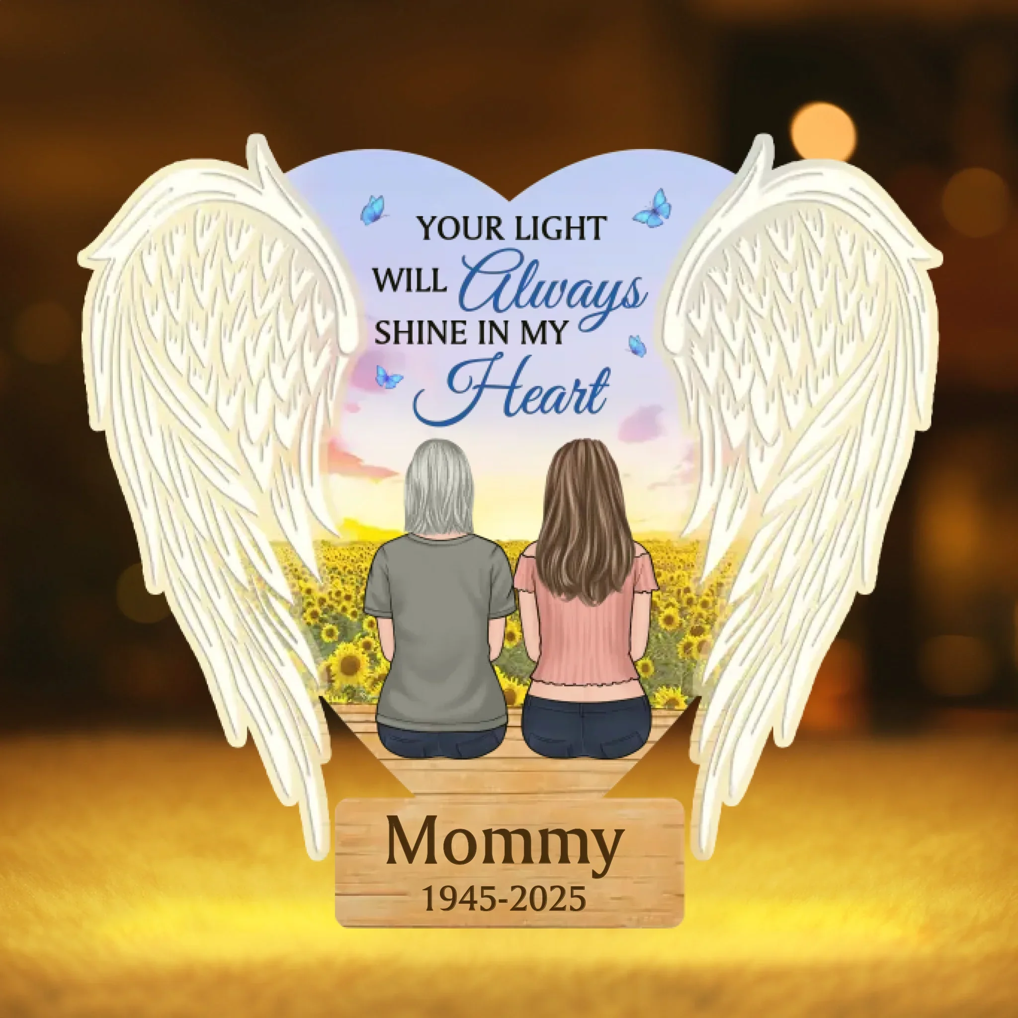 Custom Shaped Light Box - Personalized Memorial Sympathy Gifts For Loss Of Mom, Dad - A Light That Never Fades - Image 2