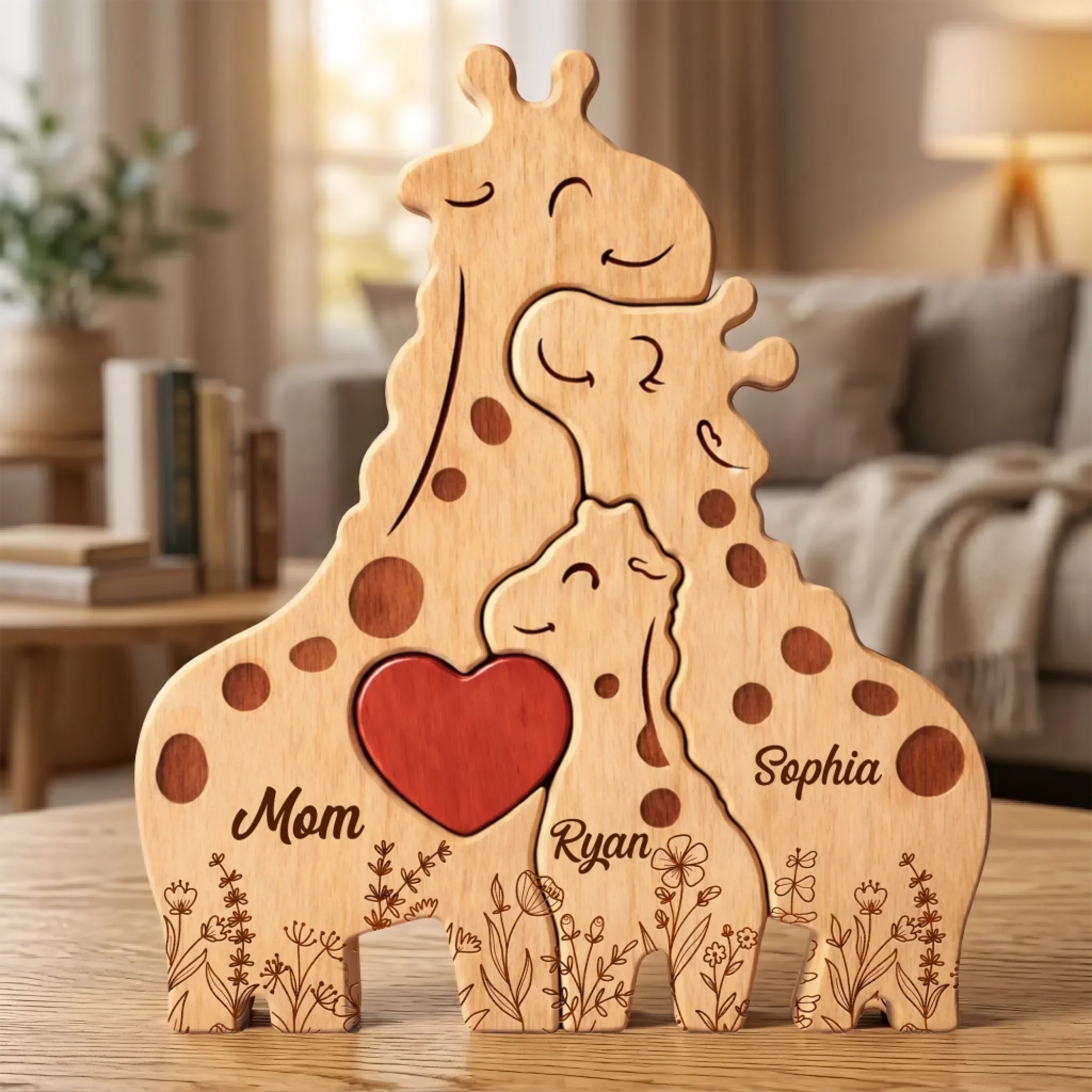 Custom Shaped Wooden Art Puzzle - Personalized Mother's Day Birthday Gifts For Mom, Grandma - Together Tall, Together Strong