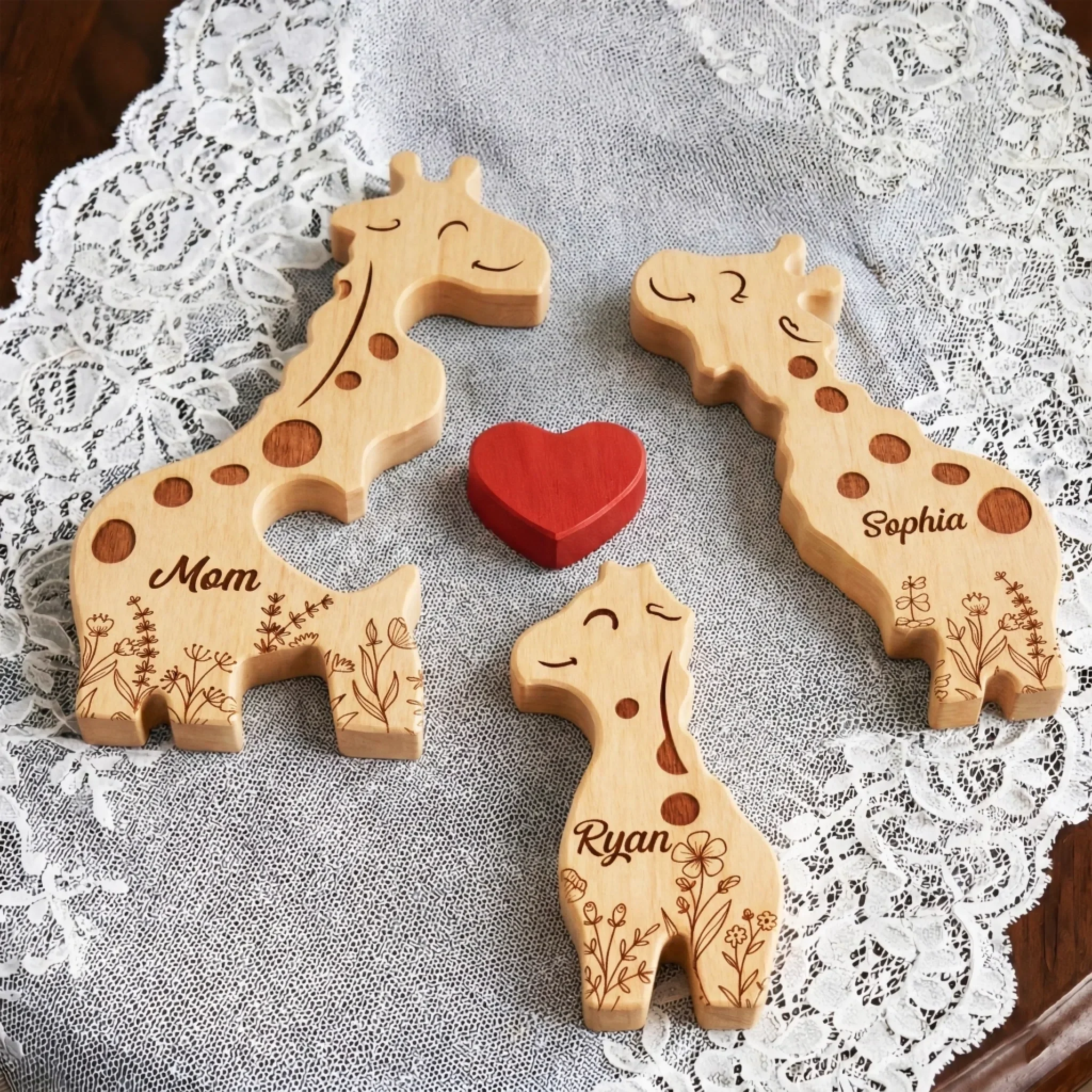 Custom Shaped Wooden Art Puzzle - Personalized Mother's Day Birthday Gifts For Mom, Grandma - Together Tall, Together Strong - Image 3