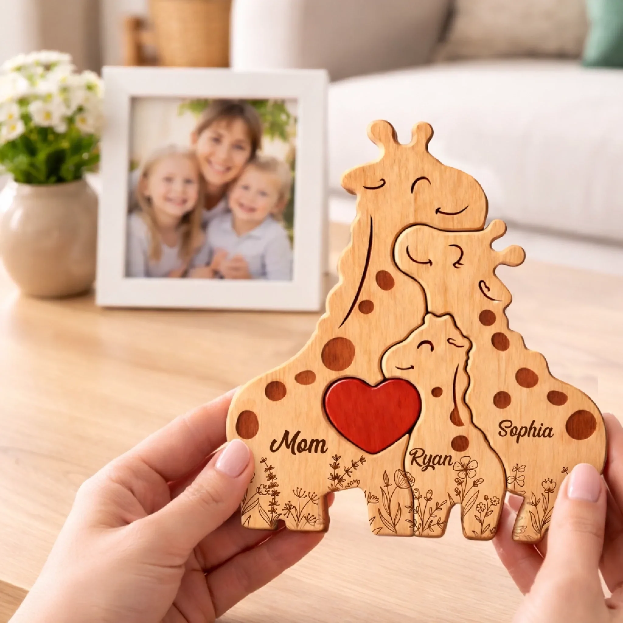 Custom Shaped Wooden Art Puzzle - Personalized Mother's Day Birthday Gifts For Mom, Grandma - Together Tall, Together Strong - Image 4