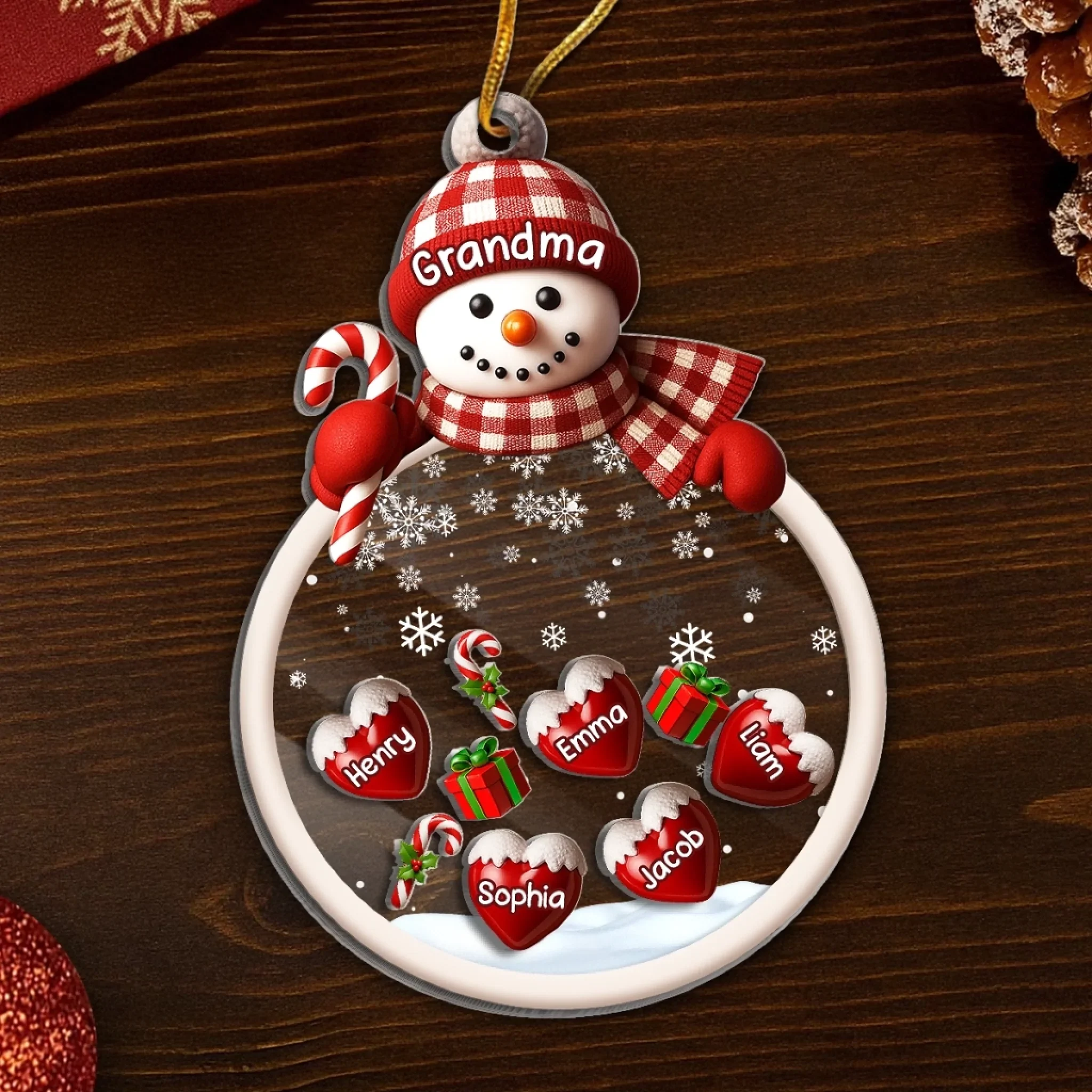 Custom Snowman 3 Layers Shaker Ornament - Personalized Christmas Birthday Gifts For Mom, Grandma - Cold Outside Warm Hearts - Image 6