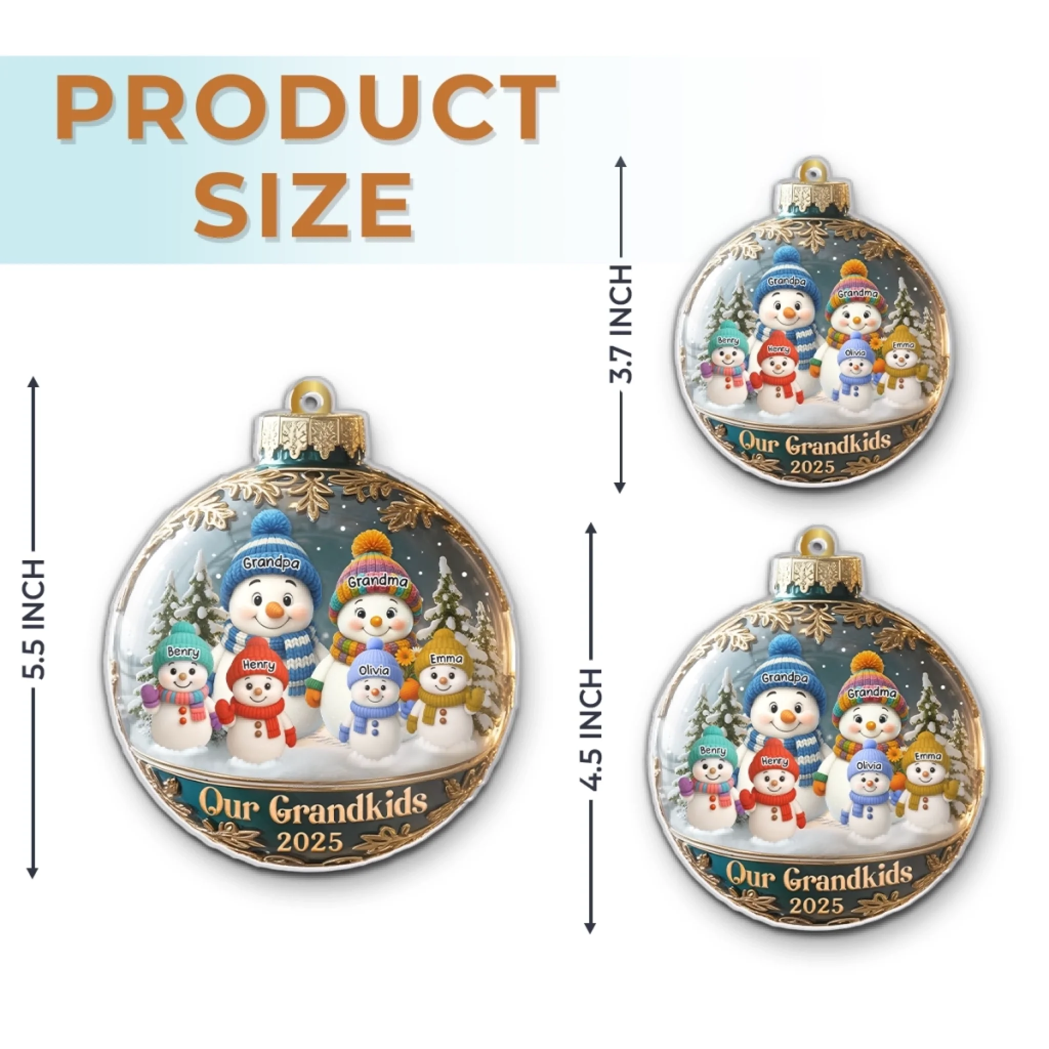 Custom Snowman Acrylic Ornament - Personalized Christmas Birthday Gifts For Grandpa, Grandma - Love That Spans Generations - Image 6