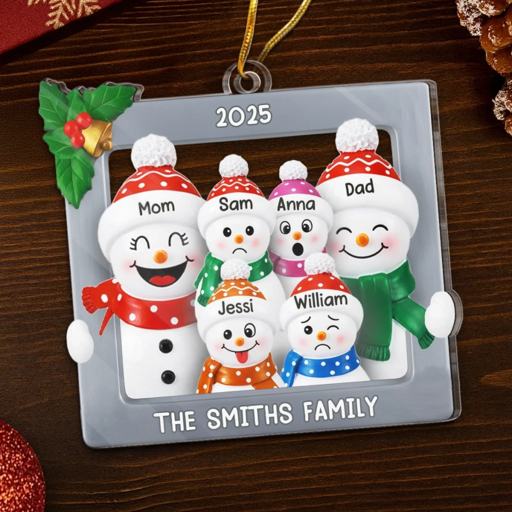 Custom Snowman Acrylic Ornament - Personalized Christmas Birthday Gifts For Mom, Dad, Brother, Sister, Kids - Family Melts The Cold - Image 5