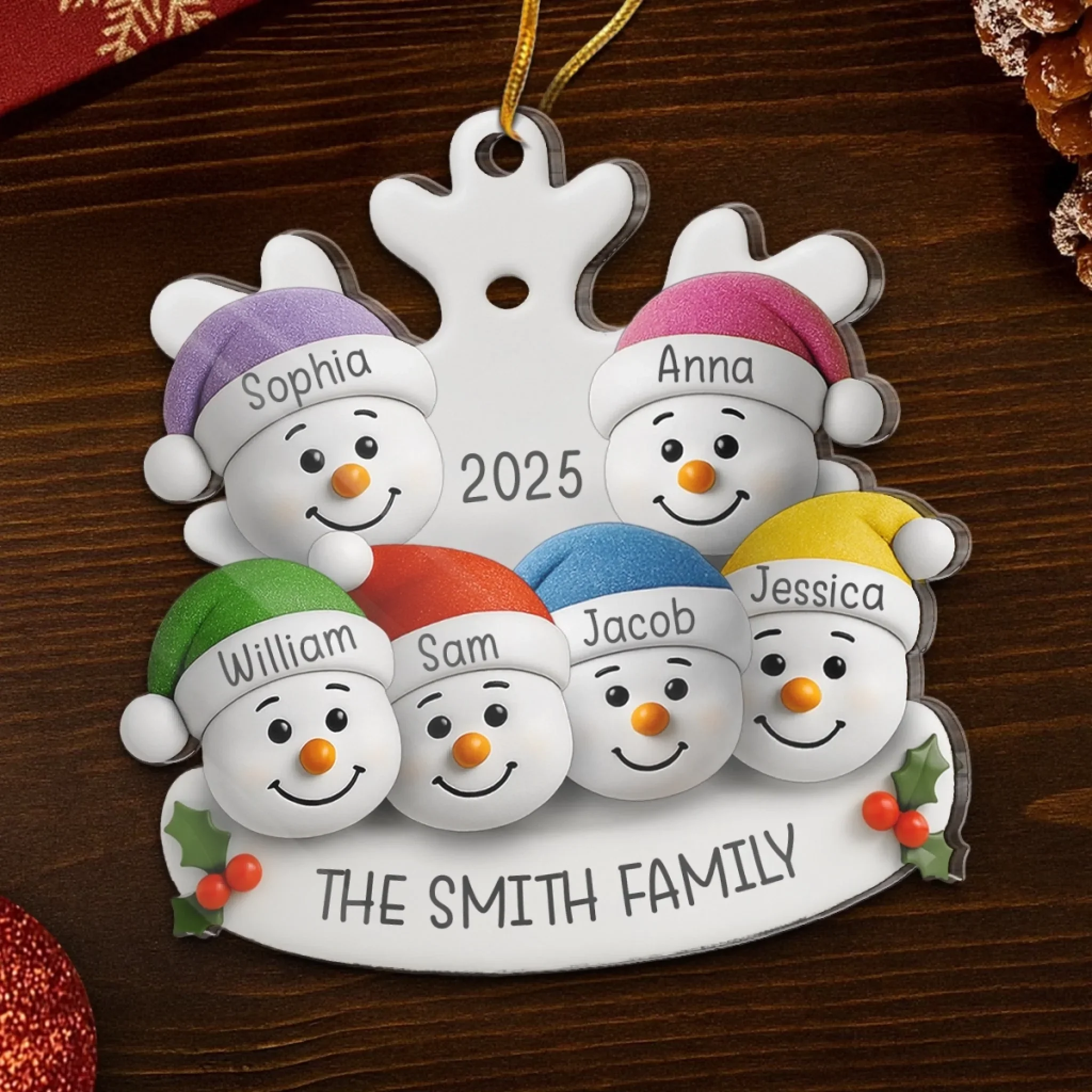 Custom Snowman Acrylic Ornament - Personalized Christmas Birthday Gifts For Mom, Dad, Kids - Warm Hearts Together - Image 5