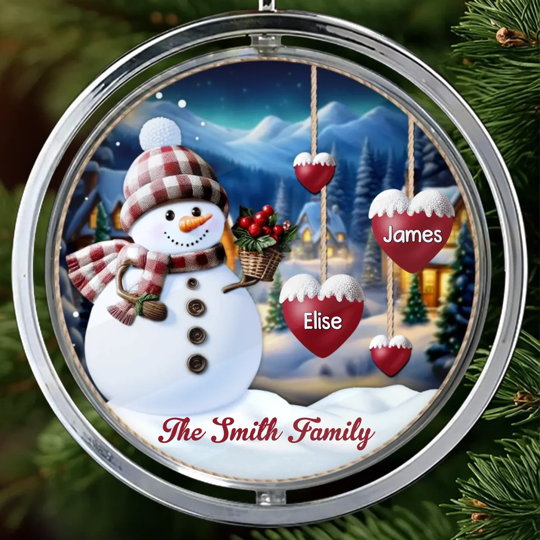 Custom Snowman Acrylic Rotating Ornament - Personalized Christmas Birthday Gifts For Mom, Dad, Brother, Sister, Kids - Joy Grows Stronger This Christmas - Image 2