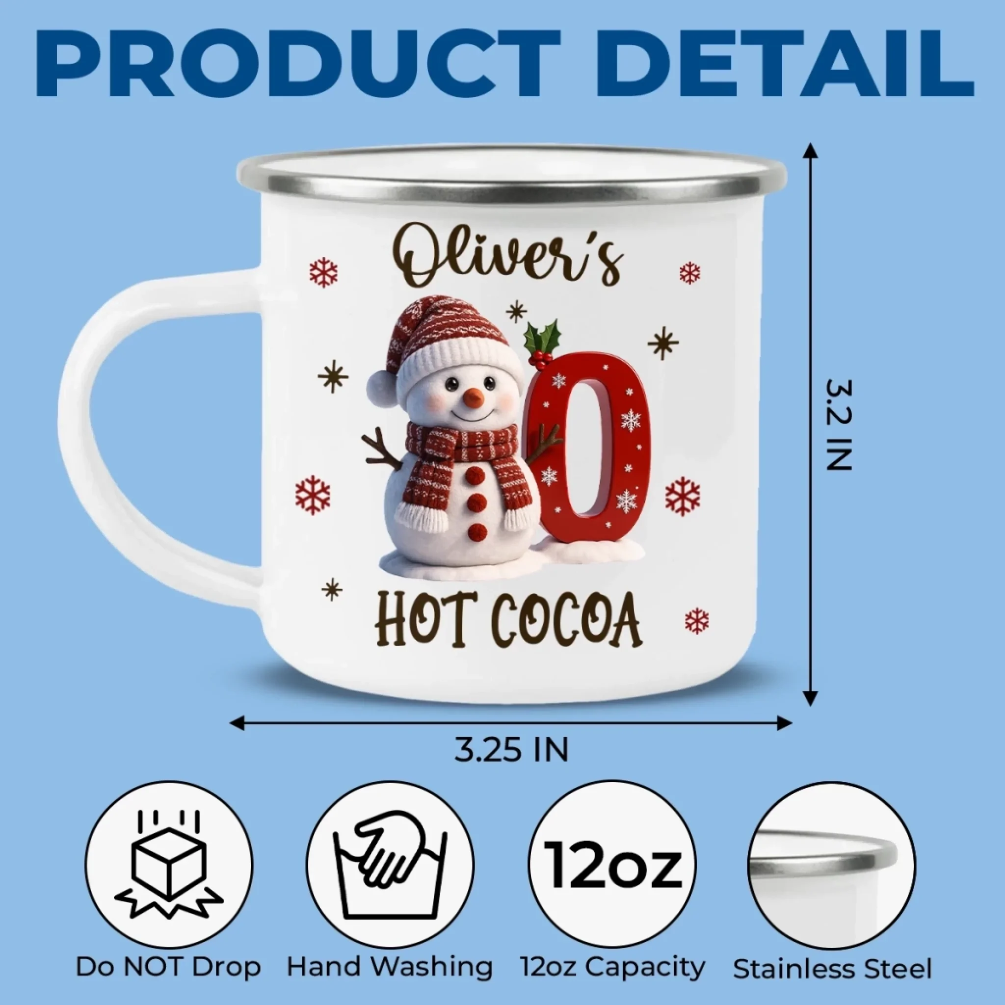 Custom Snowman Enamel Camping Mug - Personalized Christmas Birthday Gifts For Kids - Tiny Laughs Fill The Holiday Air - Image 10