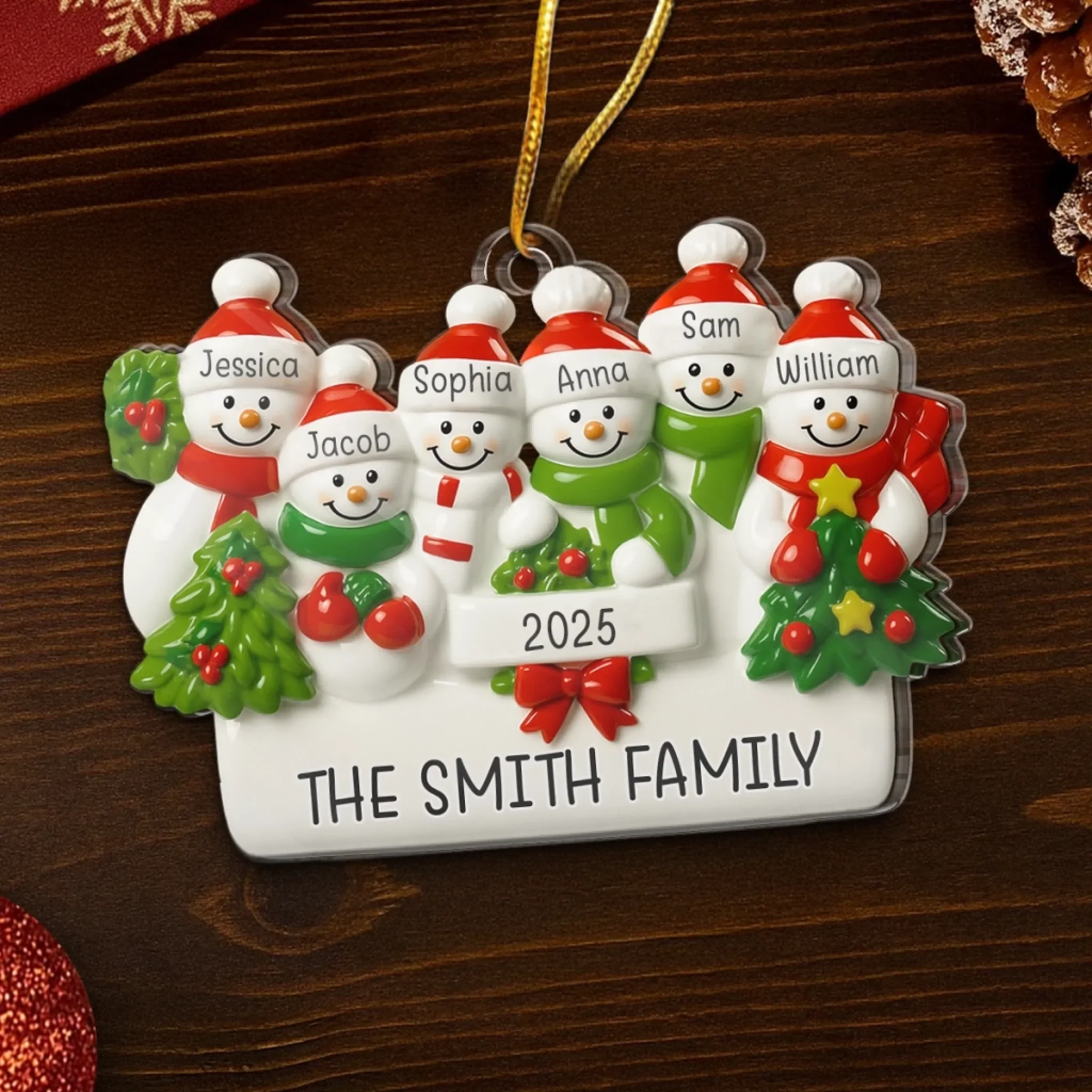 Custom Snowman Family Acrylic Ornament - Personalized Christmas Birthday Gifts For Mom, Dad, Brother, Sister, Kids - Winter Fun Begins Here - Image 5
