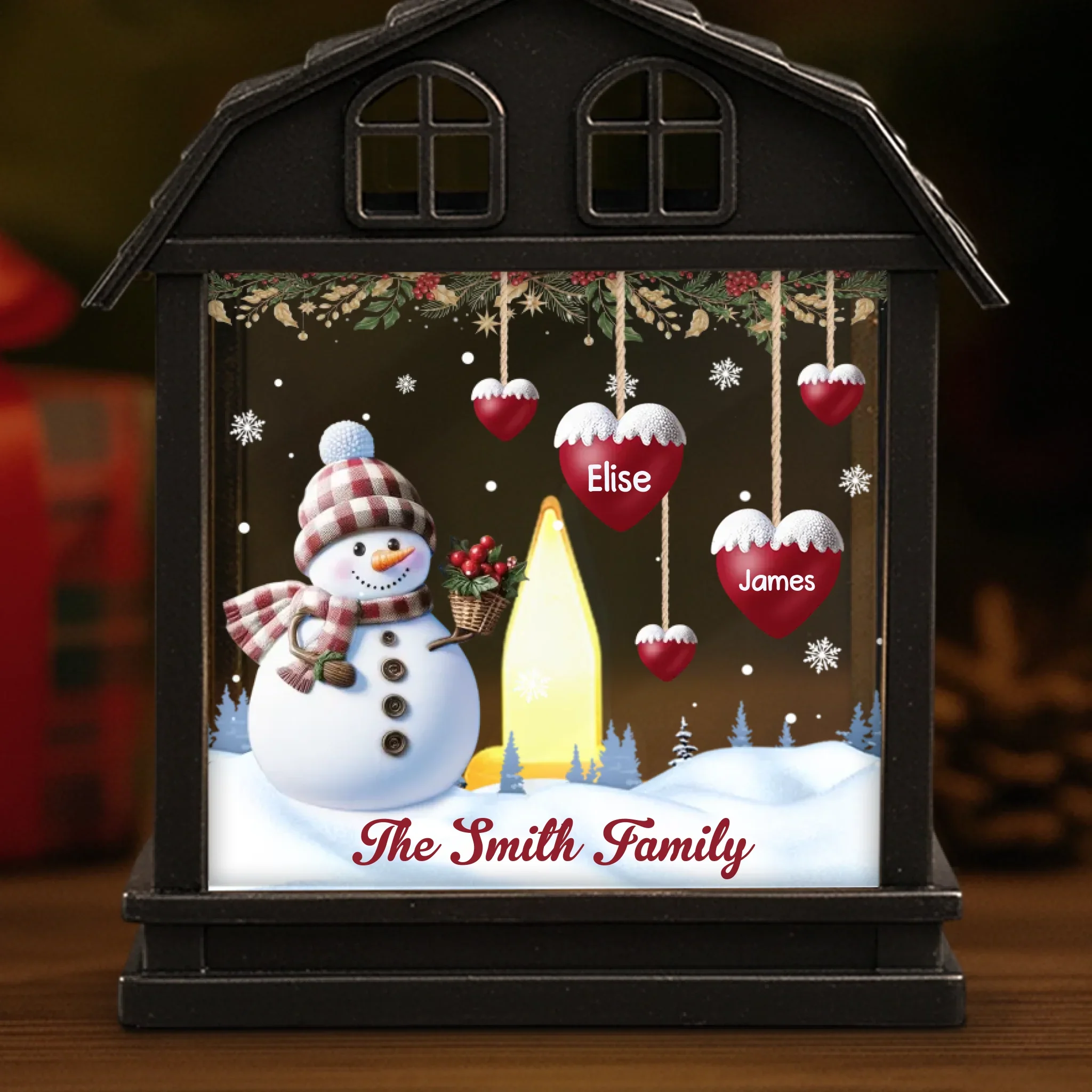 Custom Snowman LED Tabletop Lantern Light - Personalized Christmas Birthday Gifts For Mom, Dad, Brother, Sister, Kids - Frosty Nights Warm Hearts - Image 4