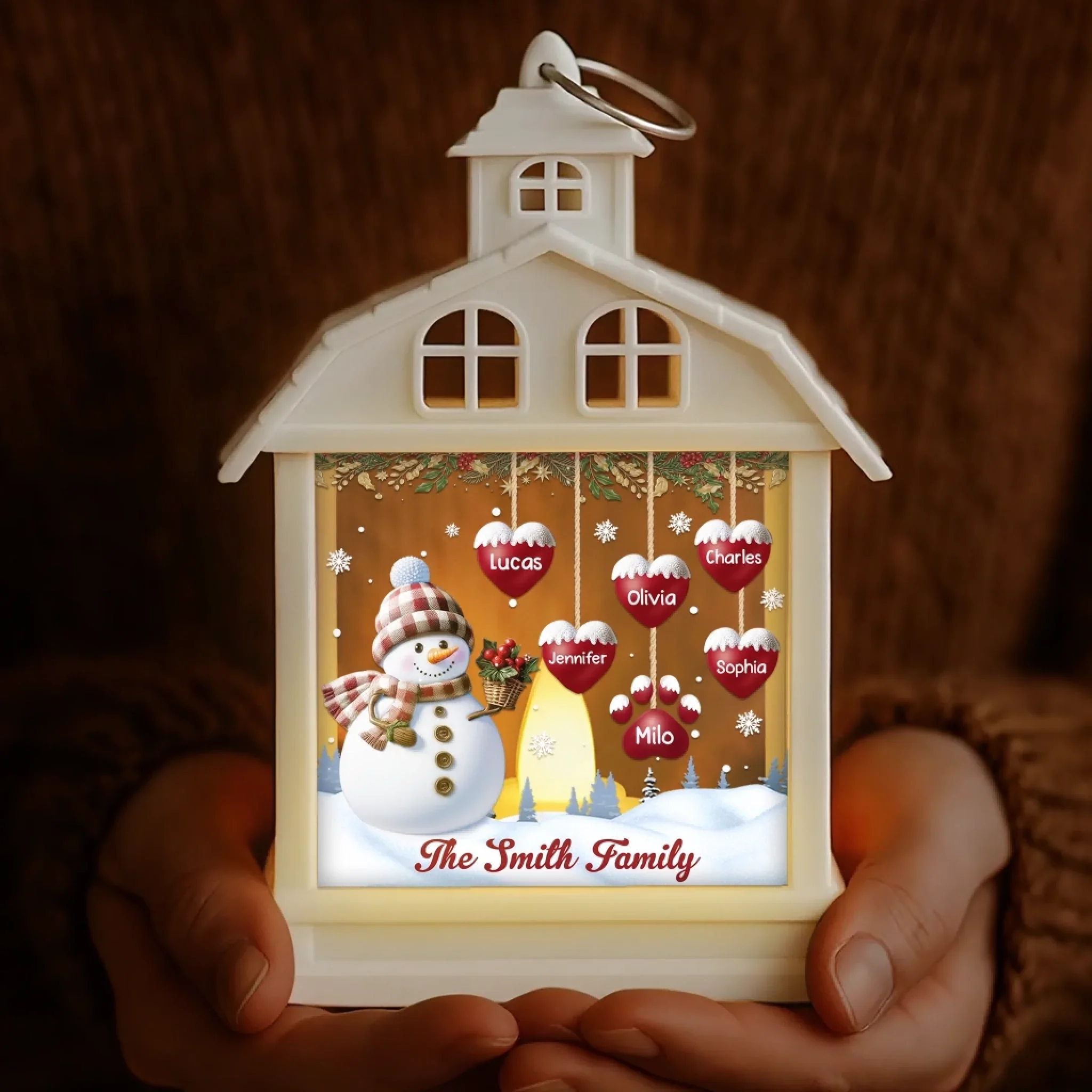 Custom Snowman LED Tabletop Lantern Light - Personalized Christmas Birthday Gifts For Mom, Dad, Brother, Sister, Kids - Frosty Nights Warm Hearts - Image 6