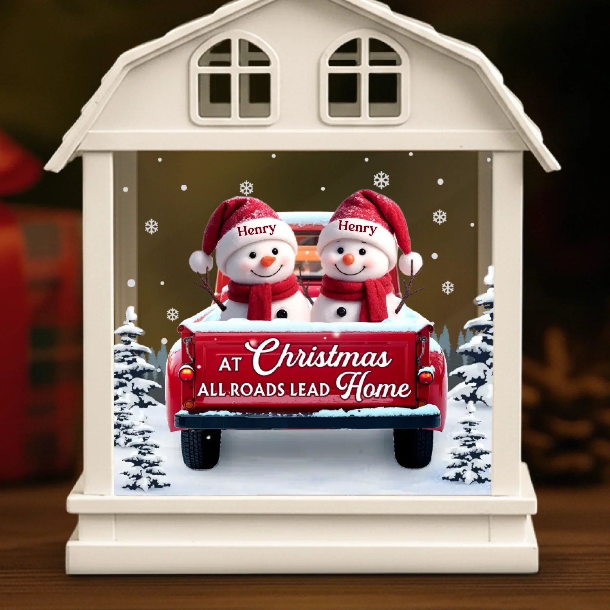 Custom Snowman LED Tabletop Lantern Light - Personalized Christmas Birthday Gifts For Mom, Dad, Brother, Sister, Kids - Love Makes Us Strong Together - New Arrival - Image 3