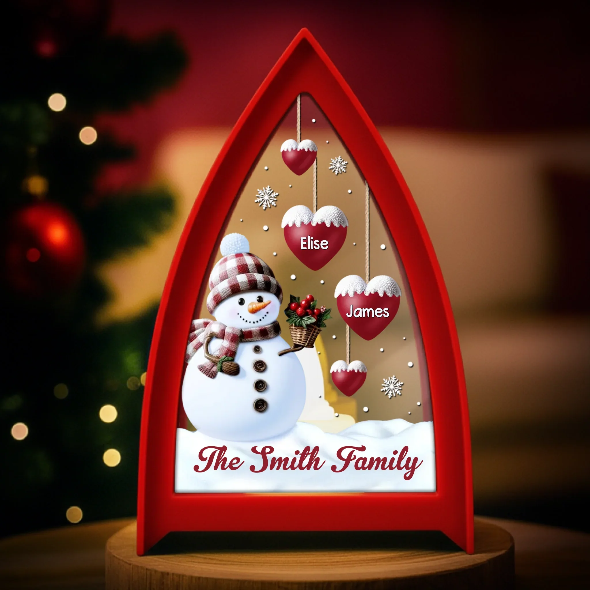 Custom Snowman LED Tabletop Lantern Light - Personalized Christmas Birthday Gifts For Mom, Dad, Brother, Sister, Kids - Love Remains Beyond The Years - Image 3
