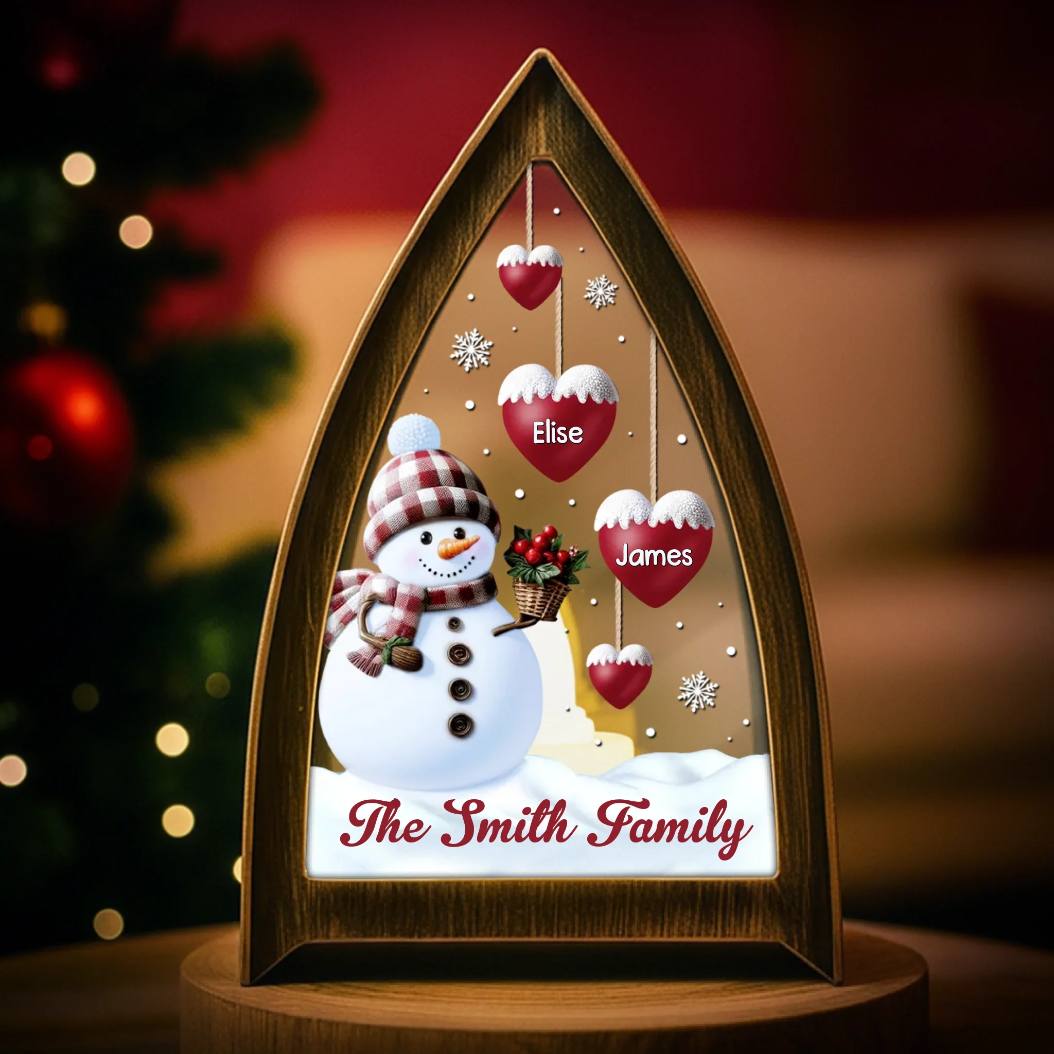 Custom Snowman LED Tabletop Lantern Light - Personalized Christmas Birthday Gifts For Mom, Dad, Brother, Sister, Kids - Love Remains Beyond The Years - Image 4