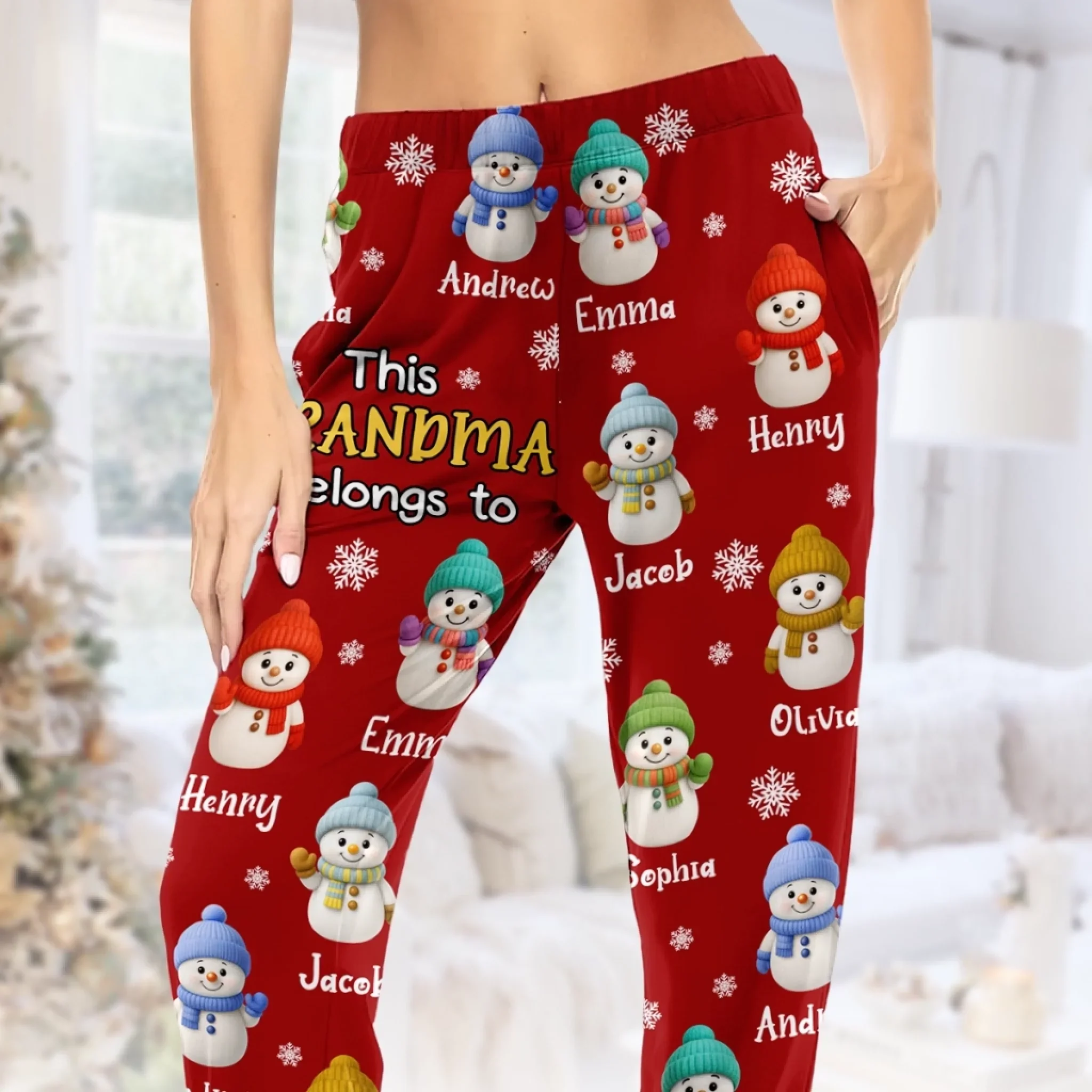 Custom Snowman Pajama Pants - Personalized Christmas Birthday Gifts For Grandpa, Grandma - Where Wisdom Meets Tender Love - Image 2
