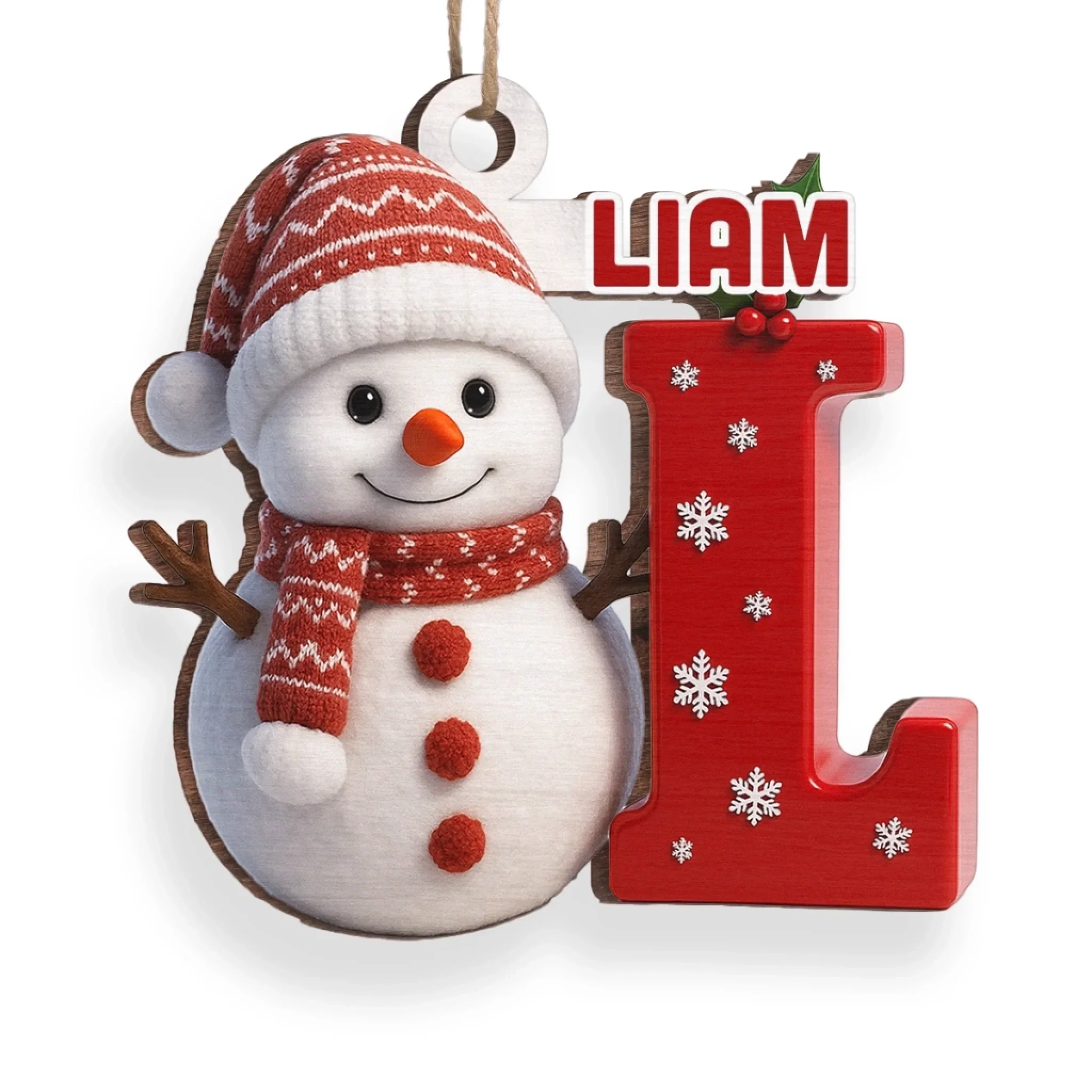 Custom Snowman Wood Ornament - Personalized Christmas Birthday Gifts For Mom, Dad, Brother, Sister, Kids - Home Is Where Love Grows - Image 3