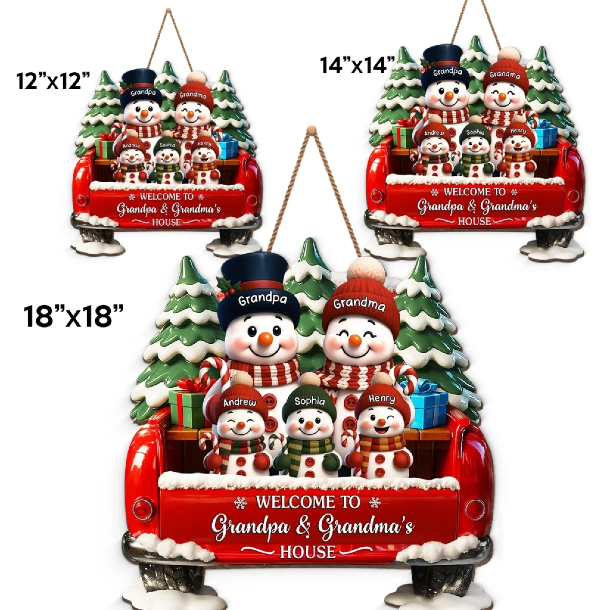 Custom Snowman Wood Sign - Personalized Christmas Birthday Gifts For Grandpa, Grandma - Love Built This Home - Image 5
