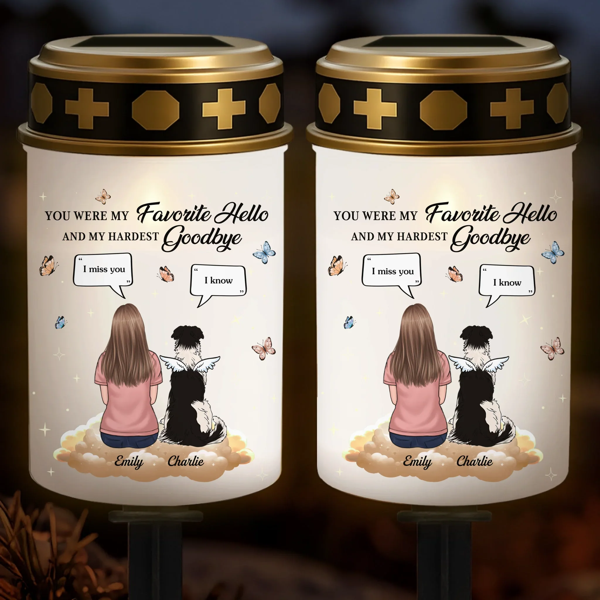 Custom Solar Stake Lights - Personalized Pet Memorial Sympathy Gifts For Dogs - My Hardest Goodbye, Forever Missed - Image 2