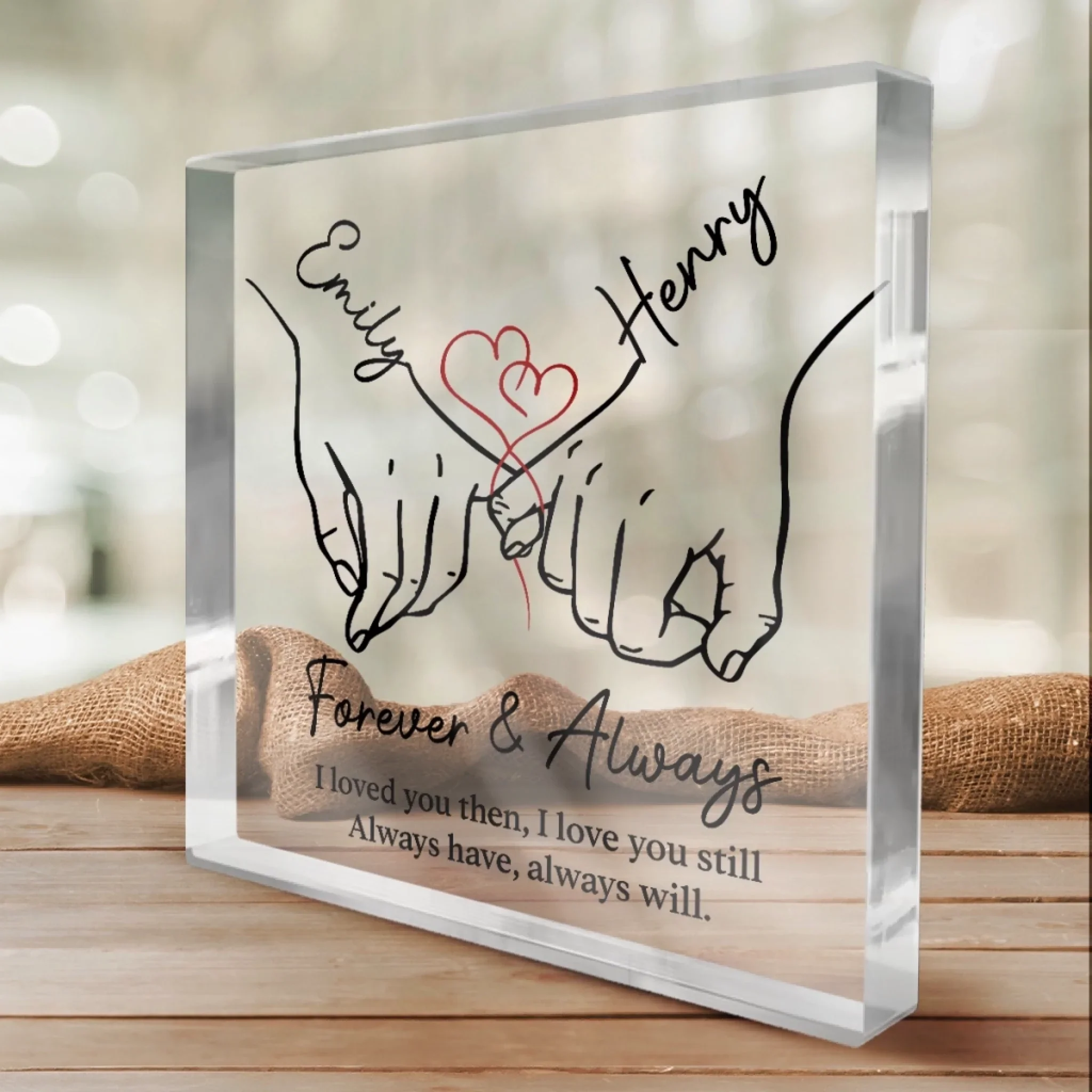 Custom Square Shaped Acrylic Plaque - Personalized Anniversary Wedding Gifts For Husband And Wife, Him And Her - Forever Feels Like Us - Image 4