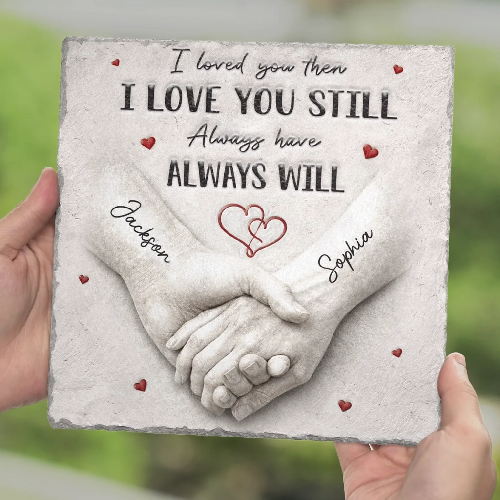 Custom Square Shaped Stone With Stand - Personalized Anniversary Wedding Gifts For Husband And Wife, Him And Her - Our Love Keeps Growing - Image 4