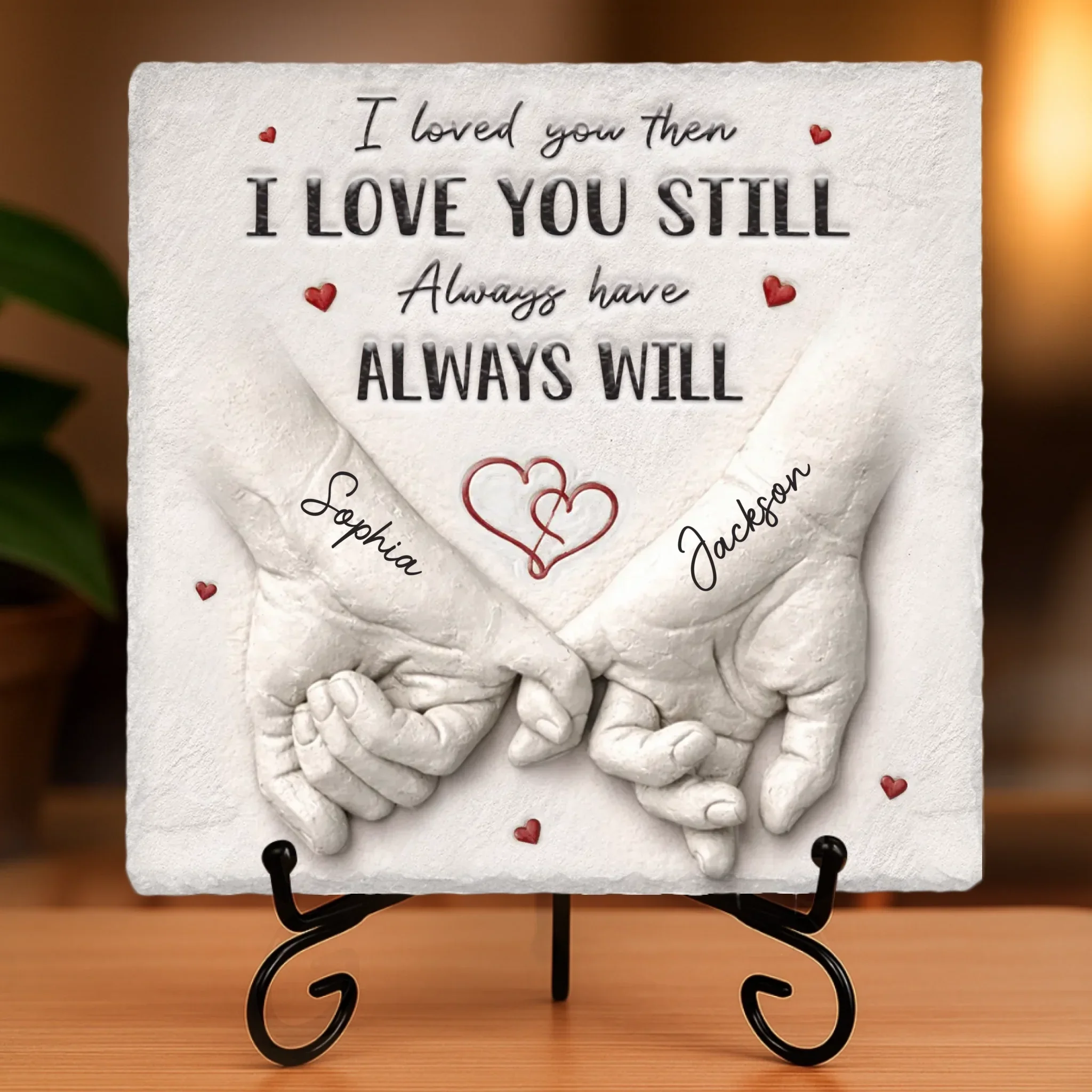 Custom Square Shaped Stone With Stand - Personalized Anniversary Wedding Gifts For Husband And Wife, Him And Her - You Are My Safe Place - Image 2