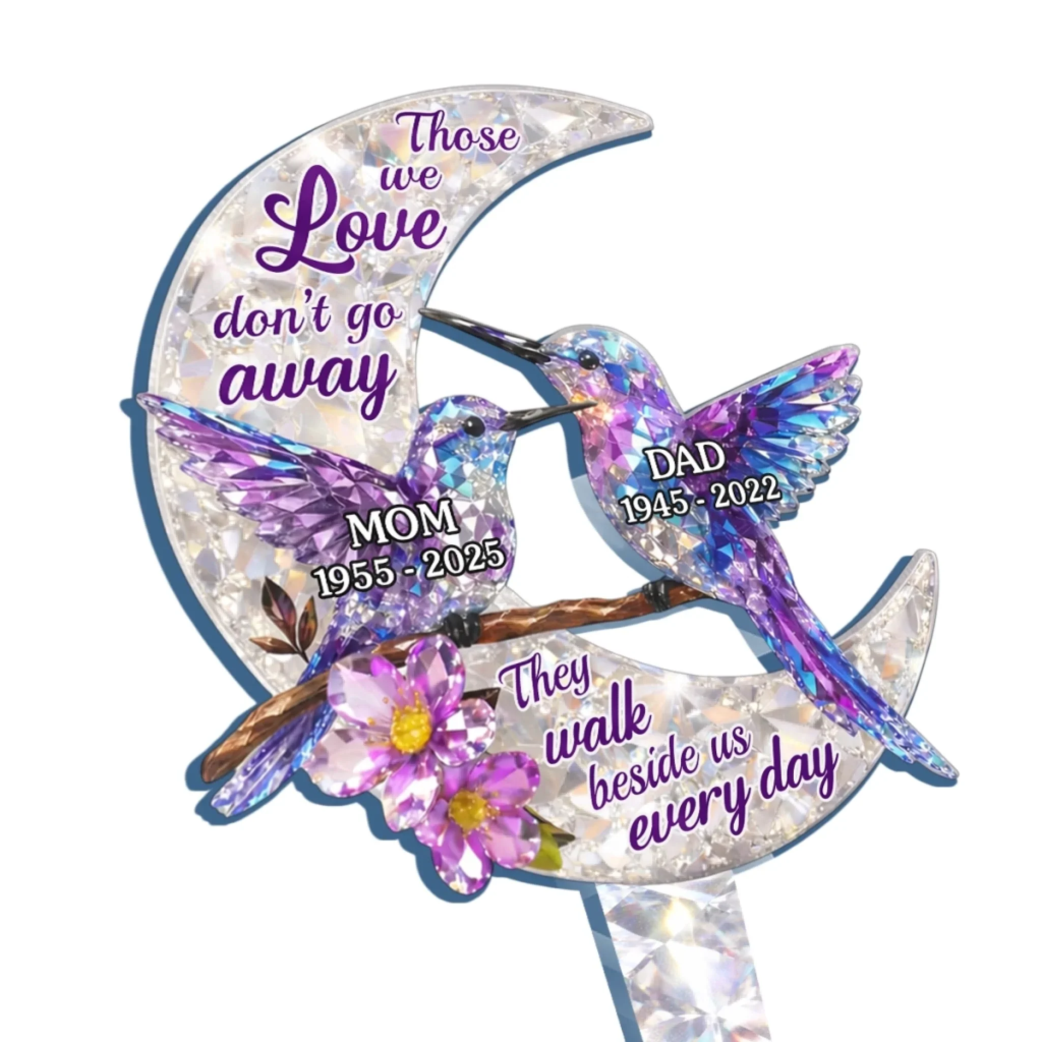 Custom Stain Glass Style Acrylic Garden Stake - Personalized Memorial Sympathy Gifts For Loss Of Mom, Dad - Loved And Missed Always - Image 3