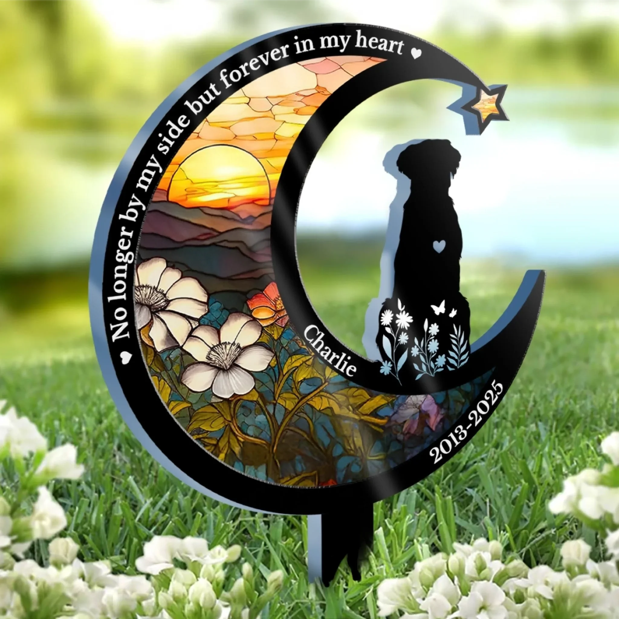 Custom Stain Glass Style Acrylic Garden Stake - Personalized Pet Memorial Gifts For Dogs - My Loyal Friend, My Forever Love