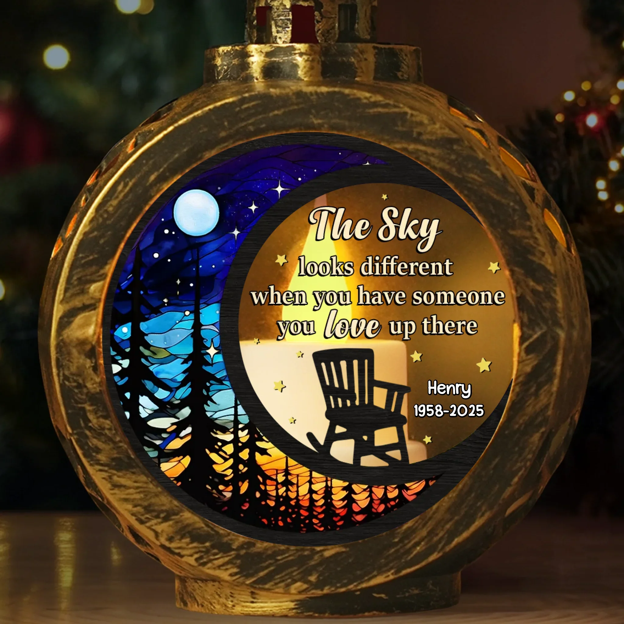 Custom Starry Night Candlelight Lantern Ornament - Personalized Memorial Sympathy Gifts For Loss Of Mom, Dad - Stars Shine For You - Image 2