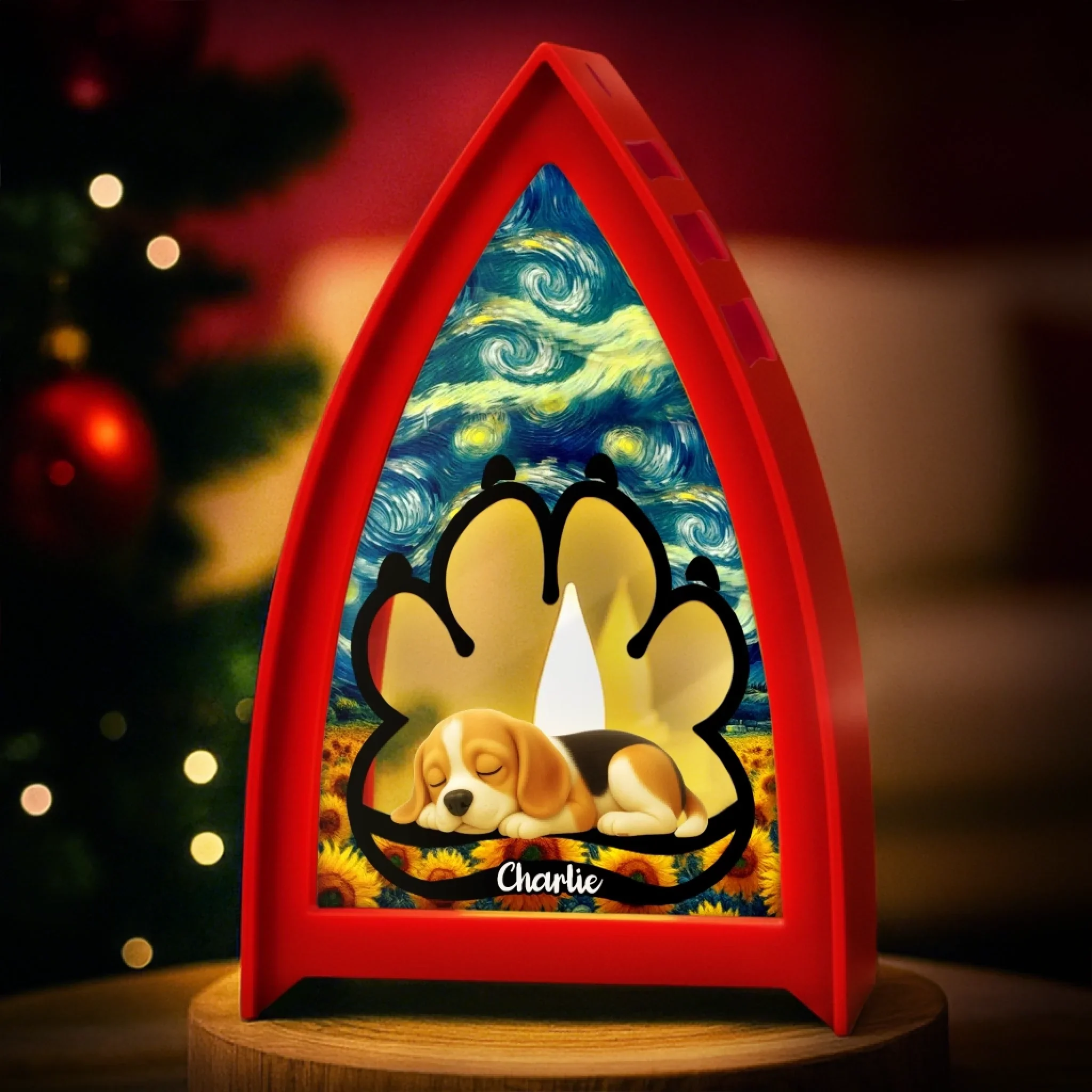 Custom Starry Night LED Tabletop Lantern Light - Personalized Pet Christmas Memorial Sympathy Gifts For Dogs - Forever My Flame - Image 5