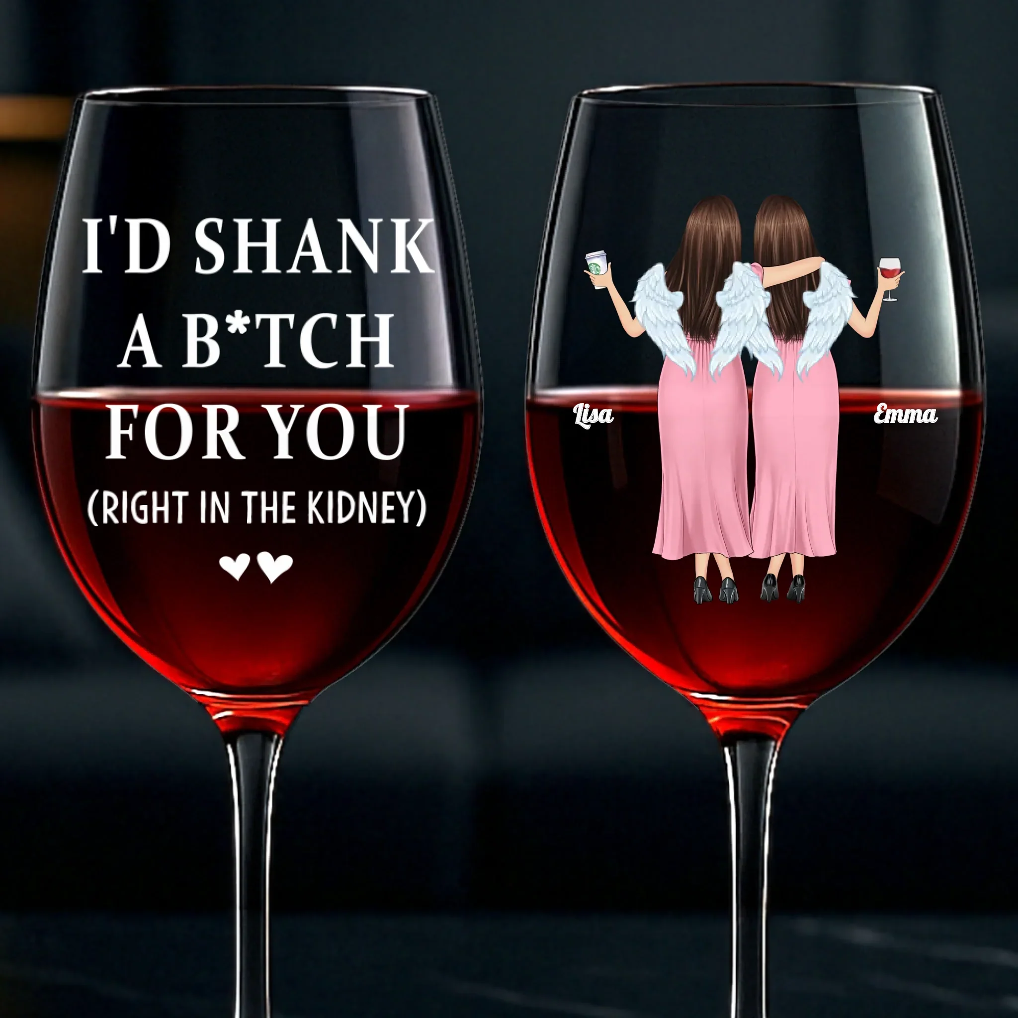 Custom Stemmed Wine Glass - Personalized Best Friend Birthday Gifts For Women, Besties, Sisters, BFF - Through All Seasons, Still Side by Side - Image 2