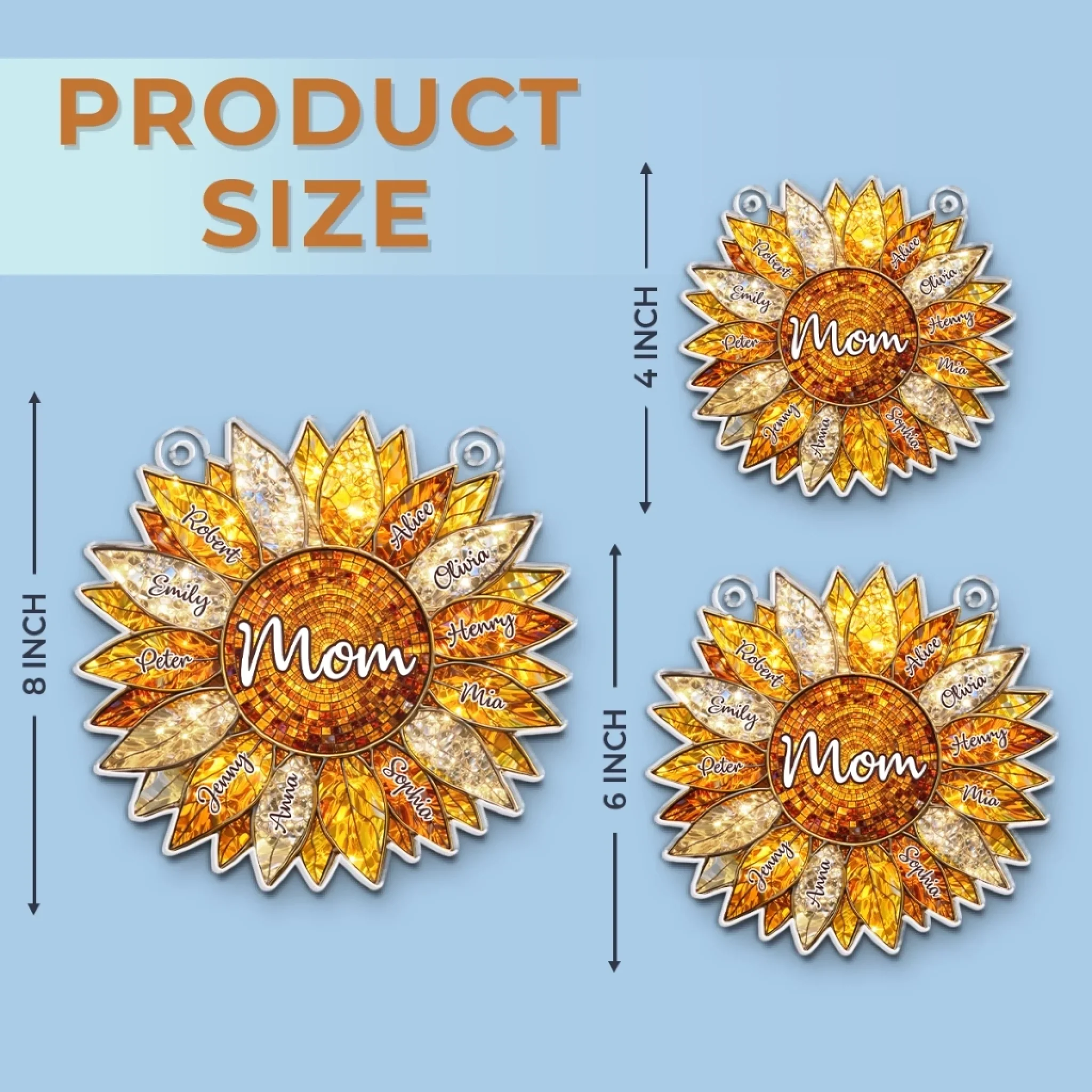 Custom Sunflower Window Hanging Suncatcher Ornament - Personalized Mother's Day Birthday Gifts For Mom, Grandma - The Sunshine Of Our Family - Image 9