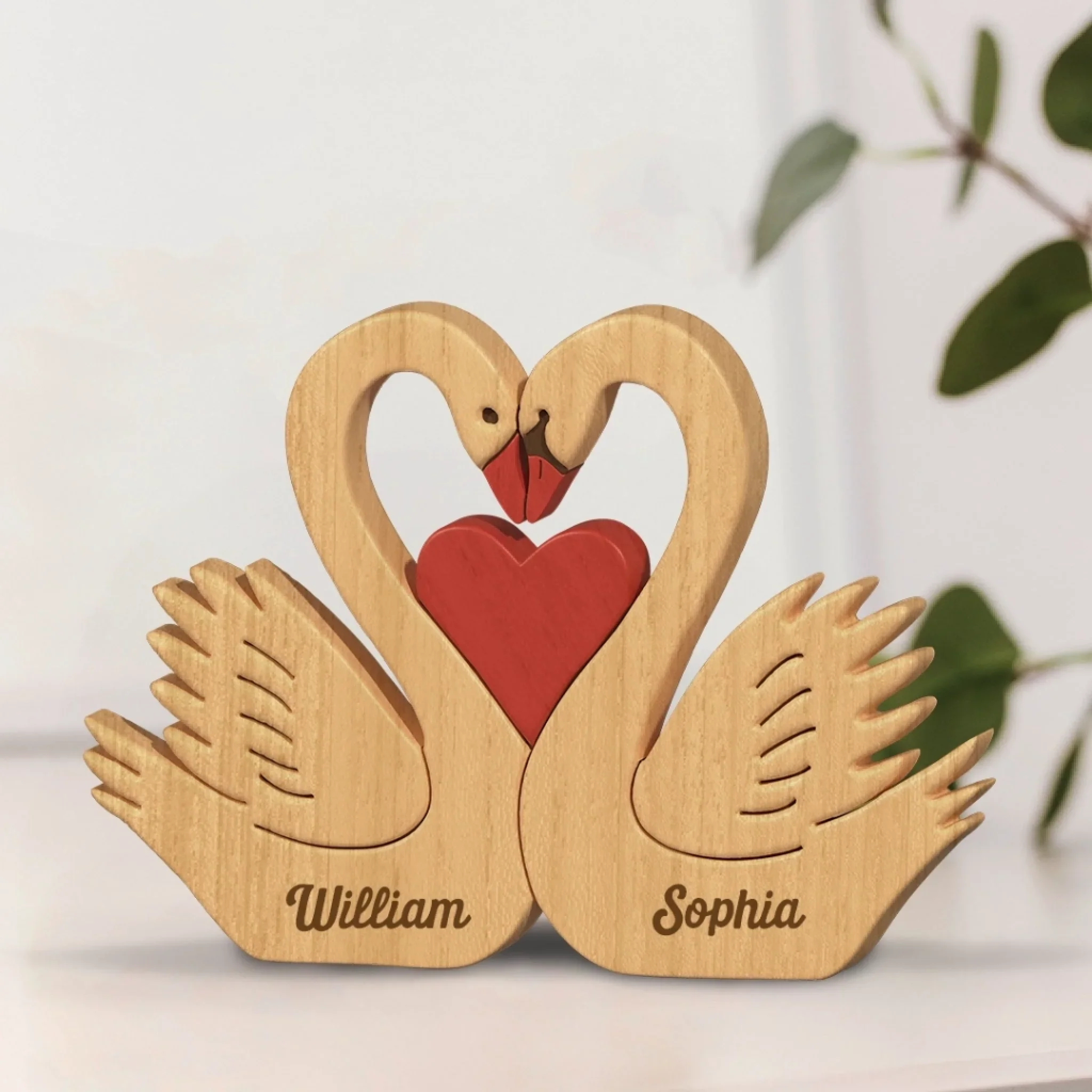 Custom Swan Shaped Wooden Art Puzzle - Personalized Anniversary Wedding Gifts For Husband And Wife, Him And Her - Found My Forever - Image 3