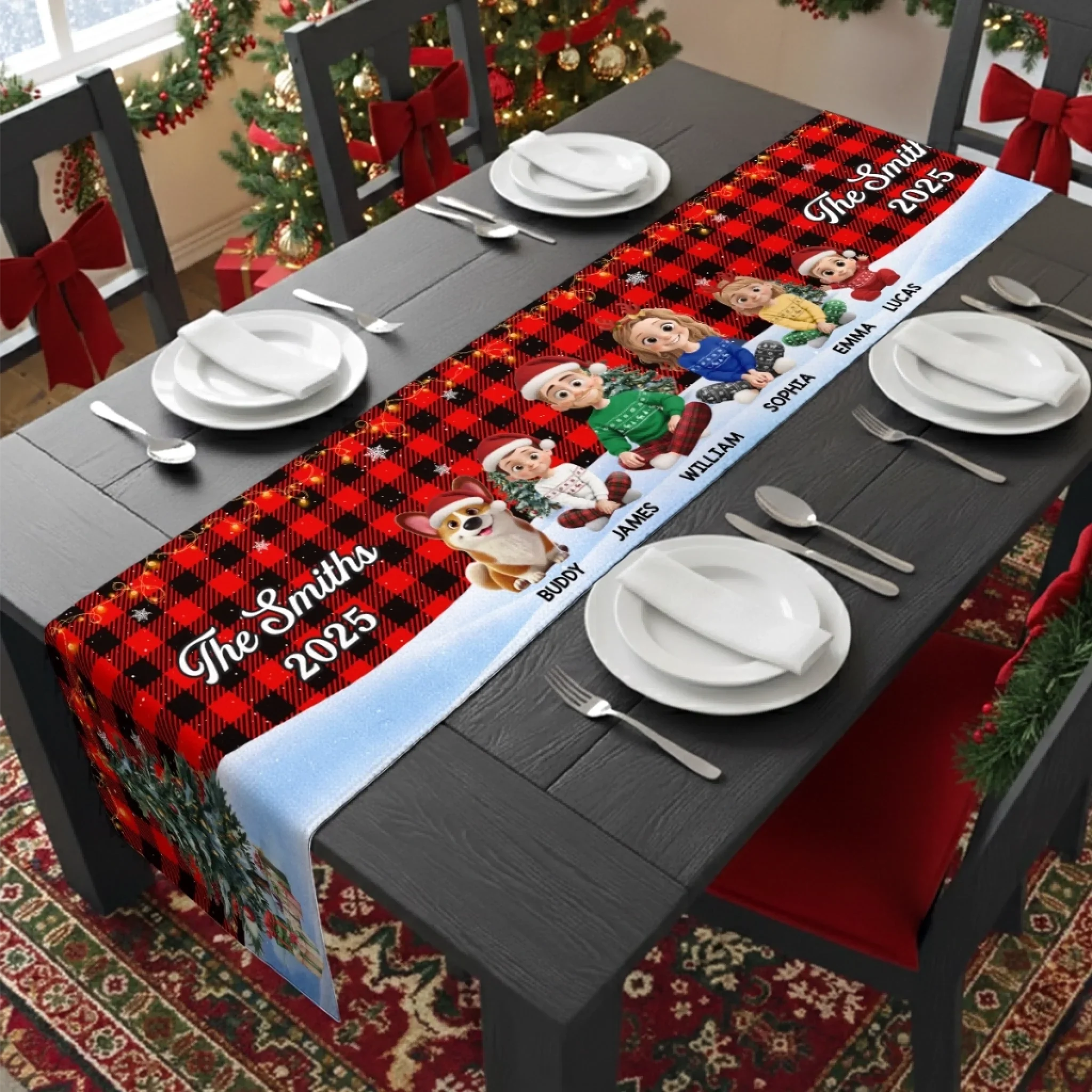Custom Table Runner - Personalized Christmas Birthday Gifts For Mom, Dad, Brother, Sister, Kids - Together We Shine This Christmas - Image 3