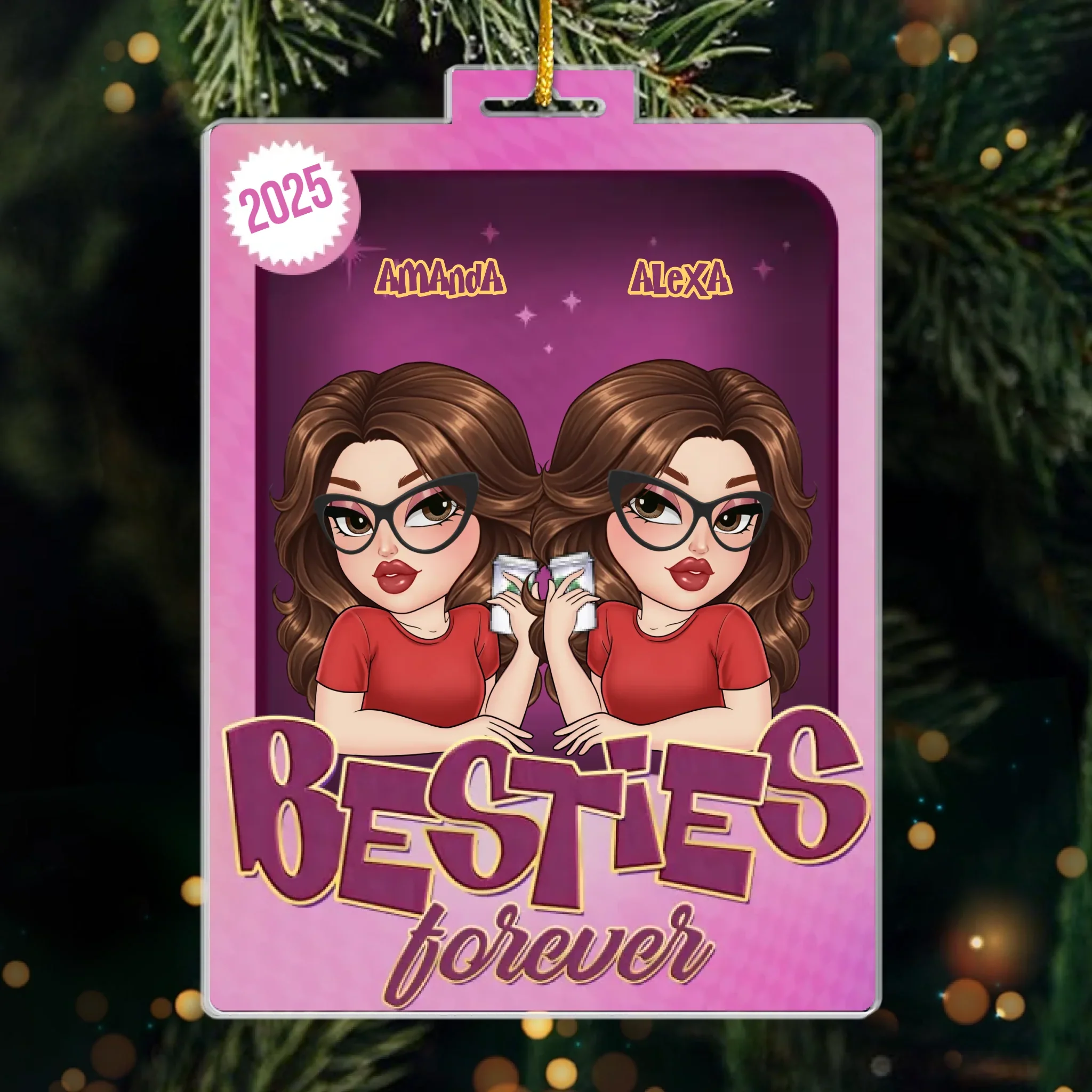 Custom Toy Box Acrylic Ornament - Personalized Best Friend Christmas Birthday Gifts For Women, Besties, Sisters, BFF - Different Souls Same Vibe - Image 2