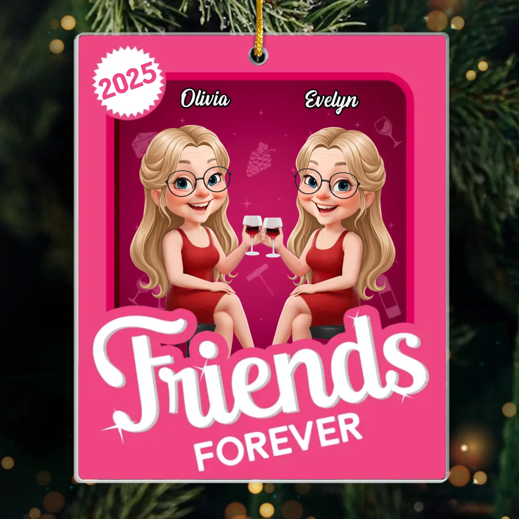 Custom Toy Box Acrylic Ornament - Personalized Best Friend Christmas Birthday Gifts For Women, Besties, Sisters, BFF - Smiles Grow Bigger Together - Image 2