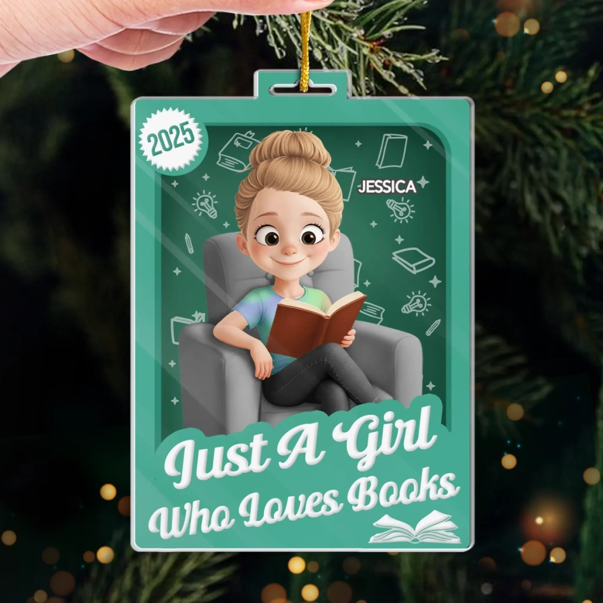 Custom Toy Box Acrylic Ornament - Personalized Bookish Gifts For Book Lovers, Bookworms, Readers  - Living In Many Stories - Image 4