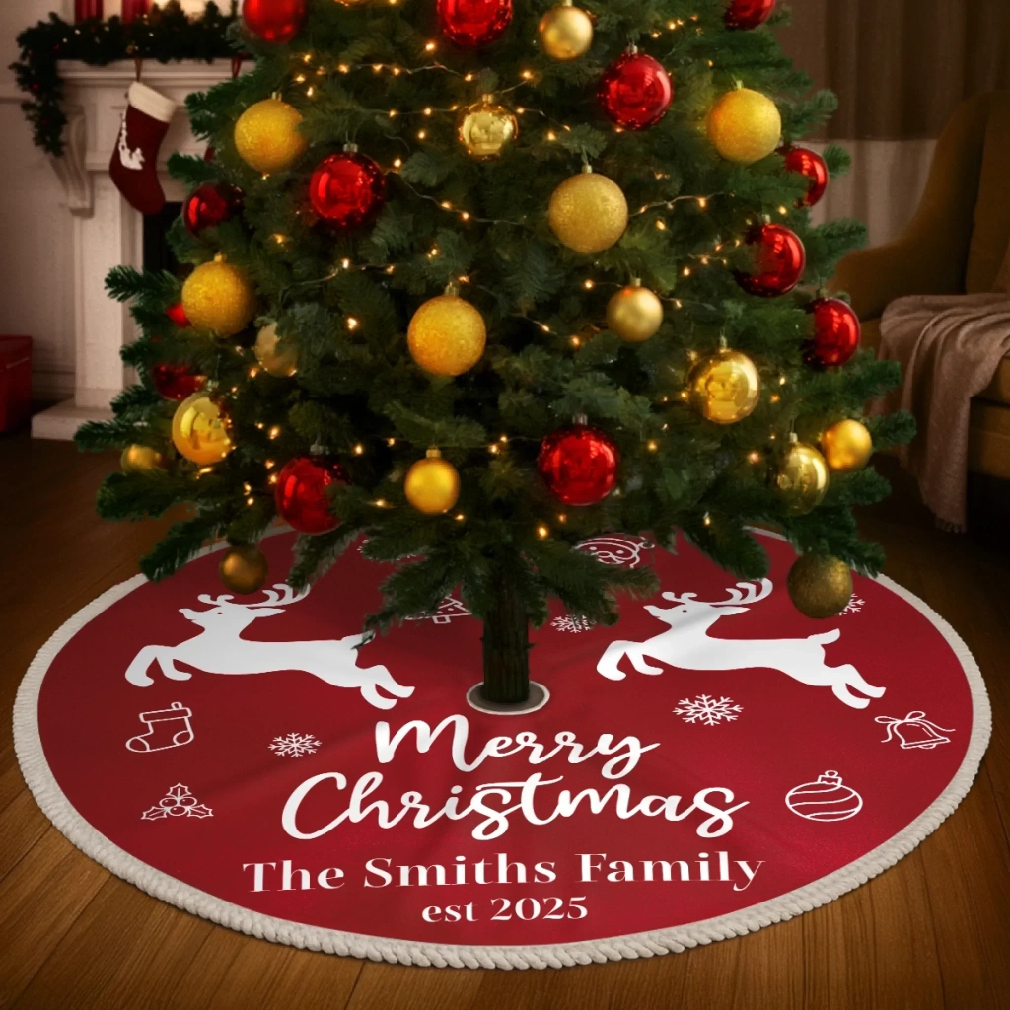 Custom Tree Skirt - Personalized Christmas Birthday Gifts For Mom, Dad, Brother, Sister, Kids - Magic Starts Below - Image 4