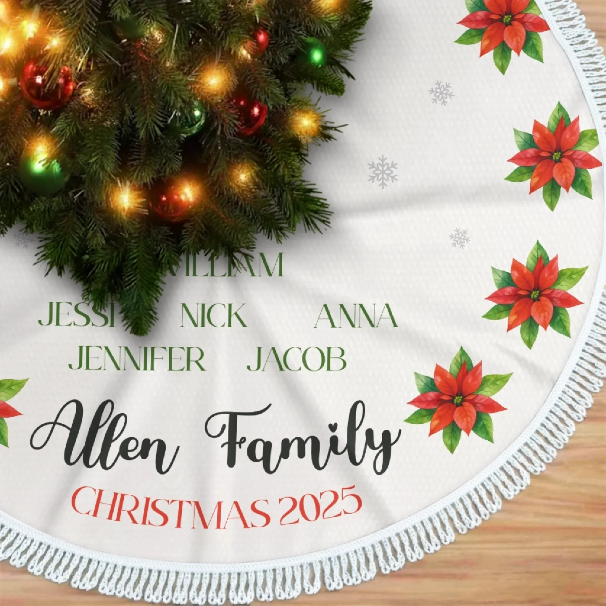 Custom Tree Skirt - Personalized Christmas Birthday Gifts For Mom, Dad, Brother, Sister, Kids - Magic Starts Here - Image 3